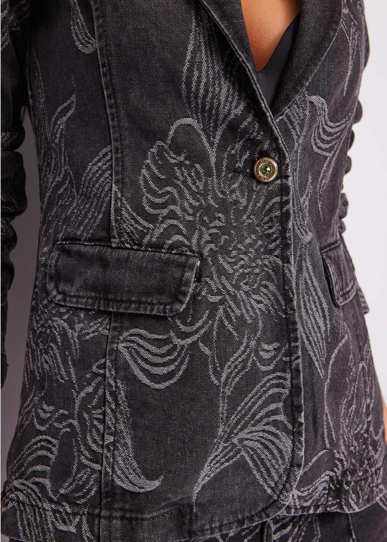 Jacquard cotton denim blazer