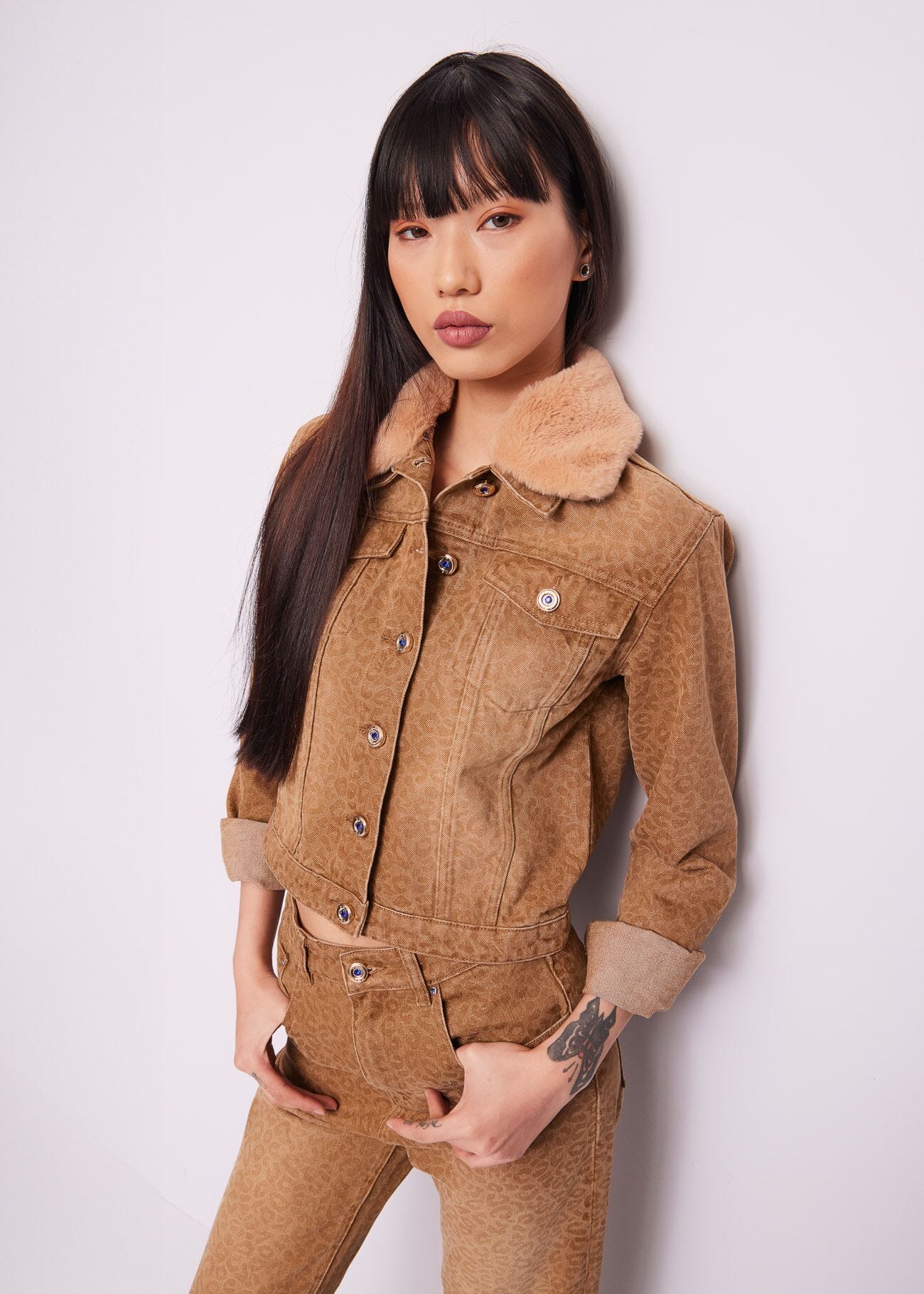 Printed cotton denim jacket
