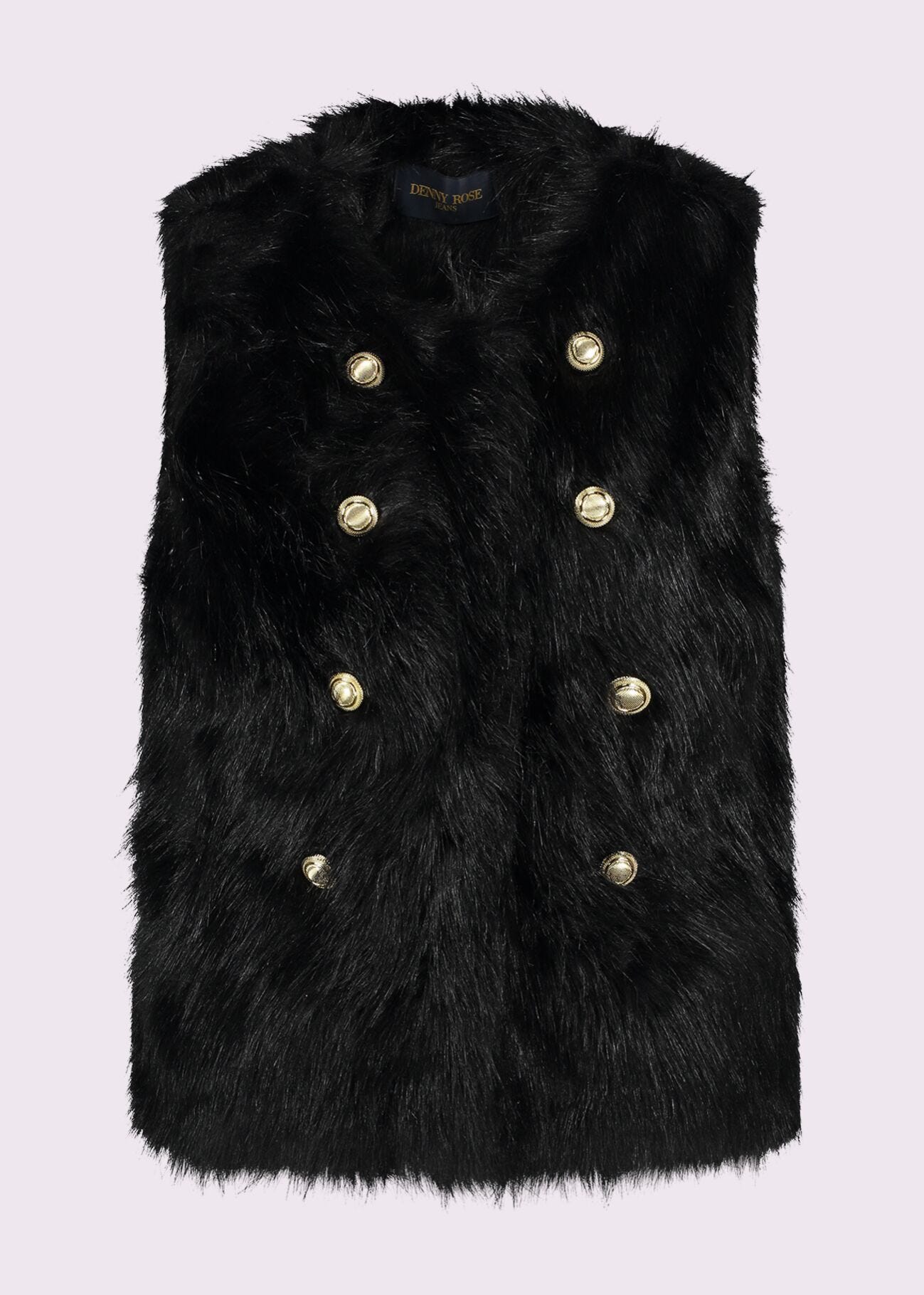 Black faux-fur vest