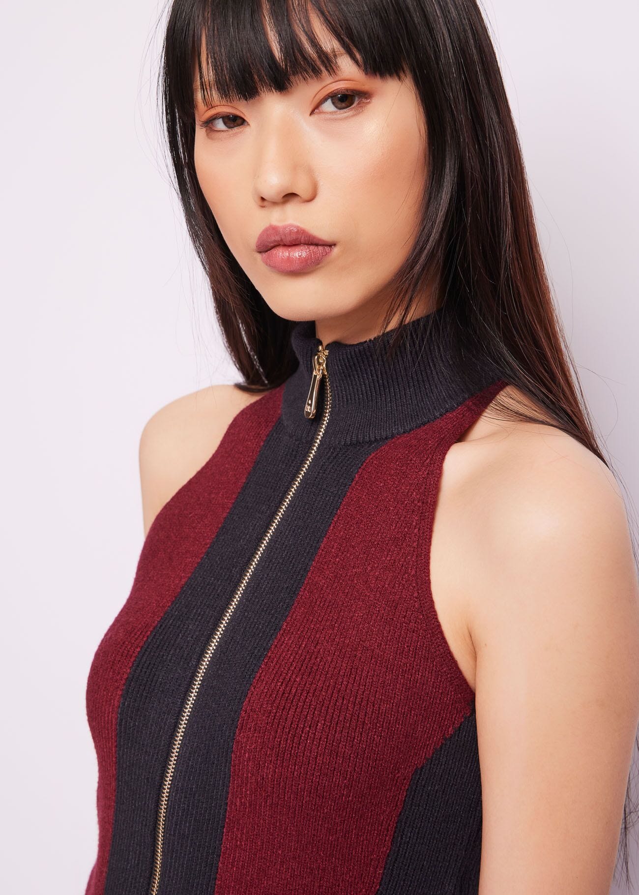 Knit top with zip