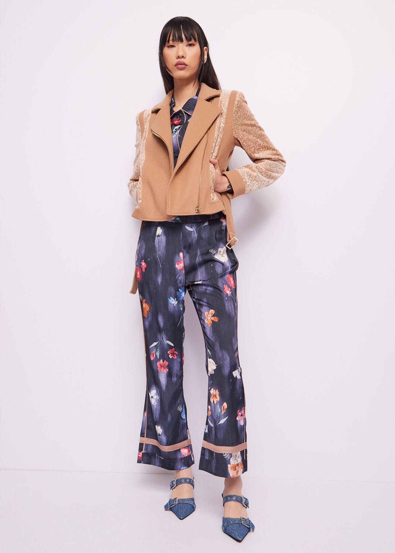 Printed satin shirt
