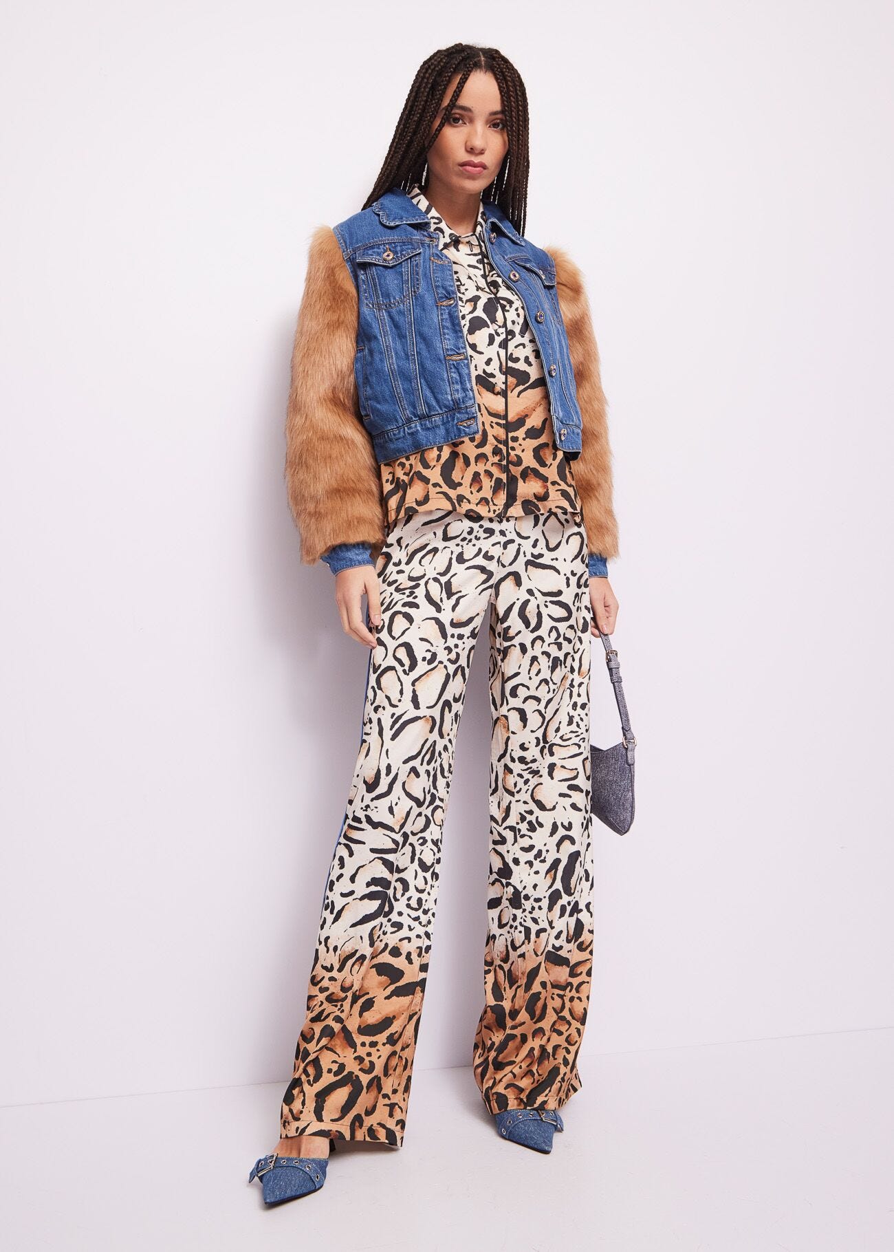 Camicia animalier in raso