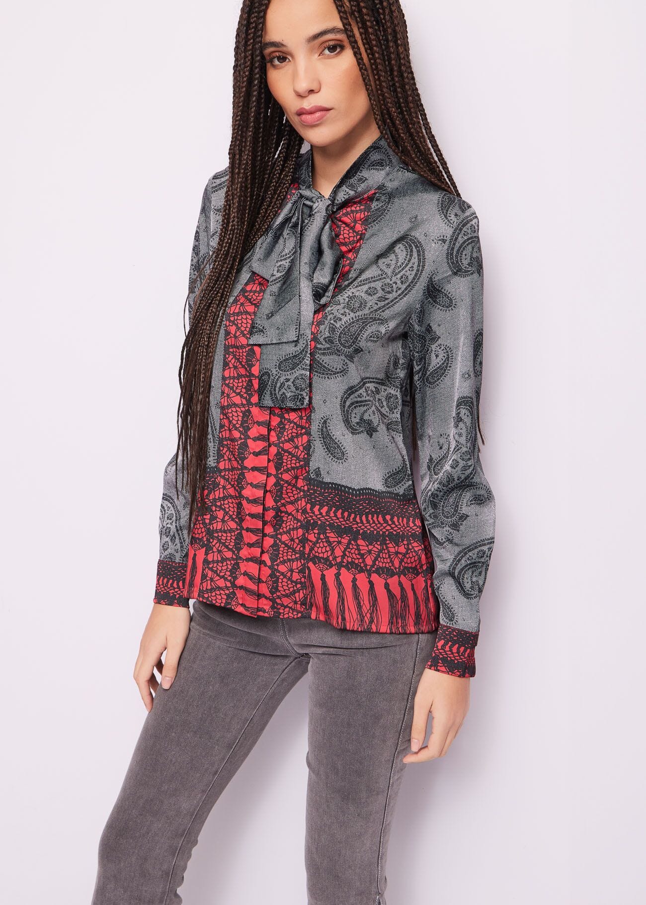 Printed satin shirt