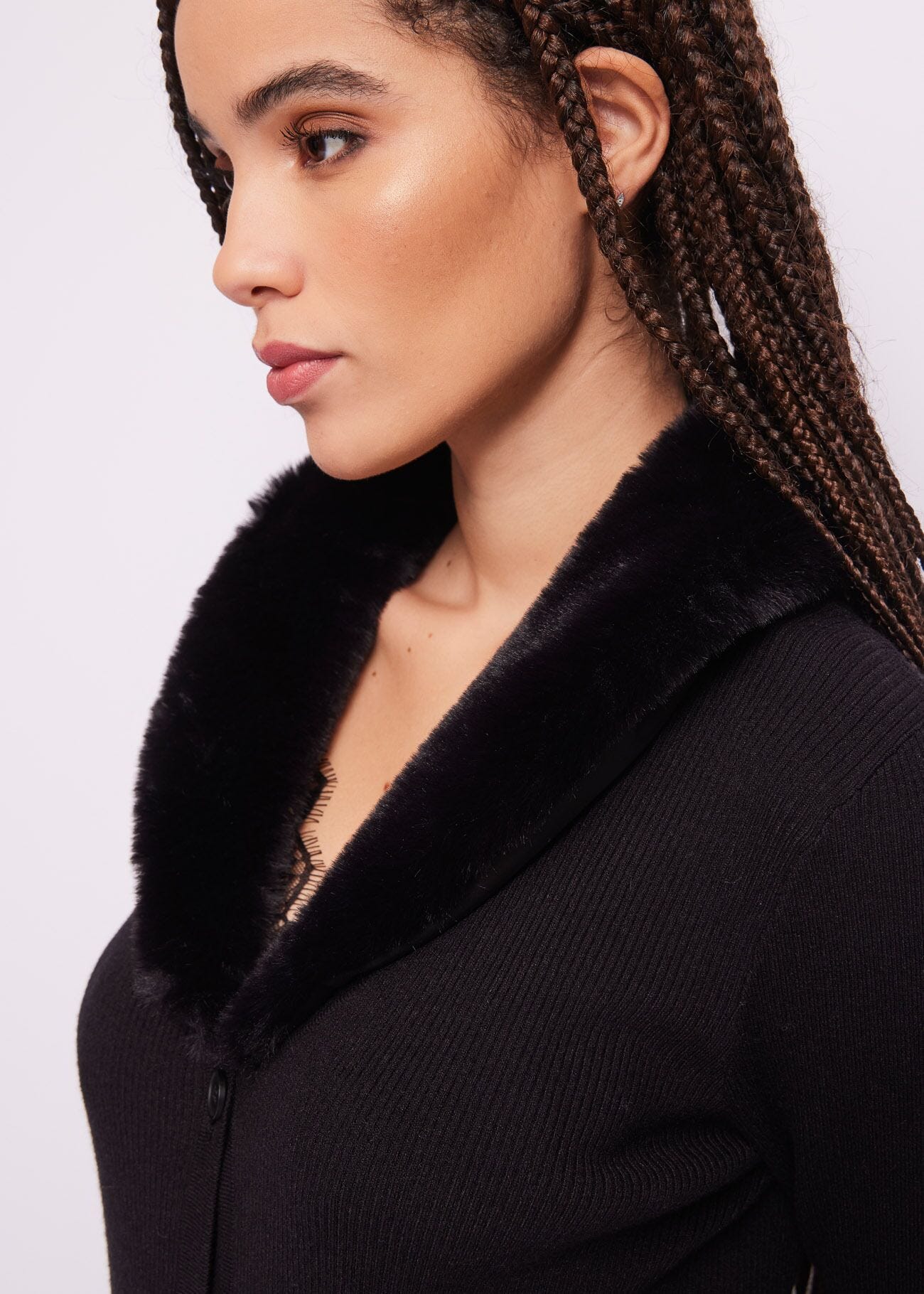 Long black knitted cardigan