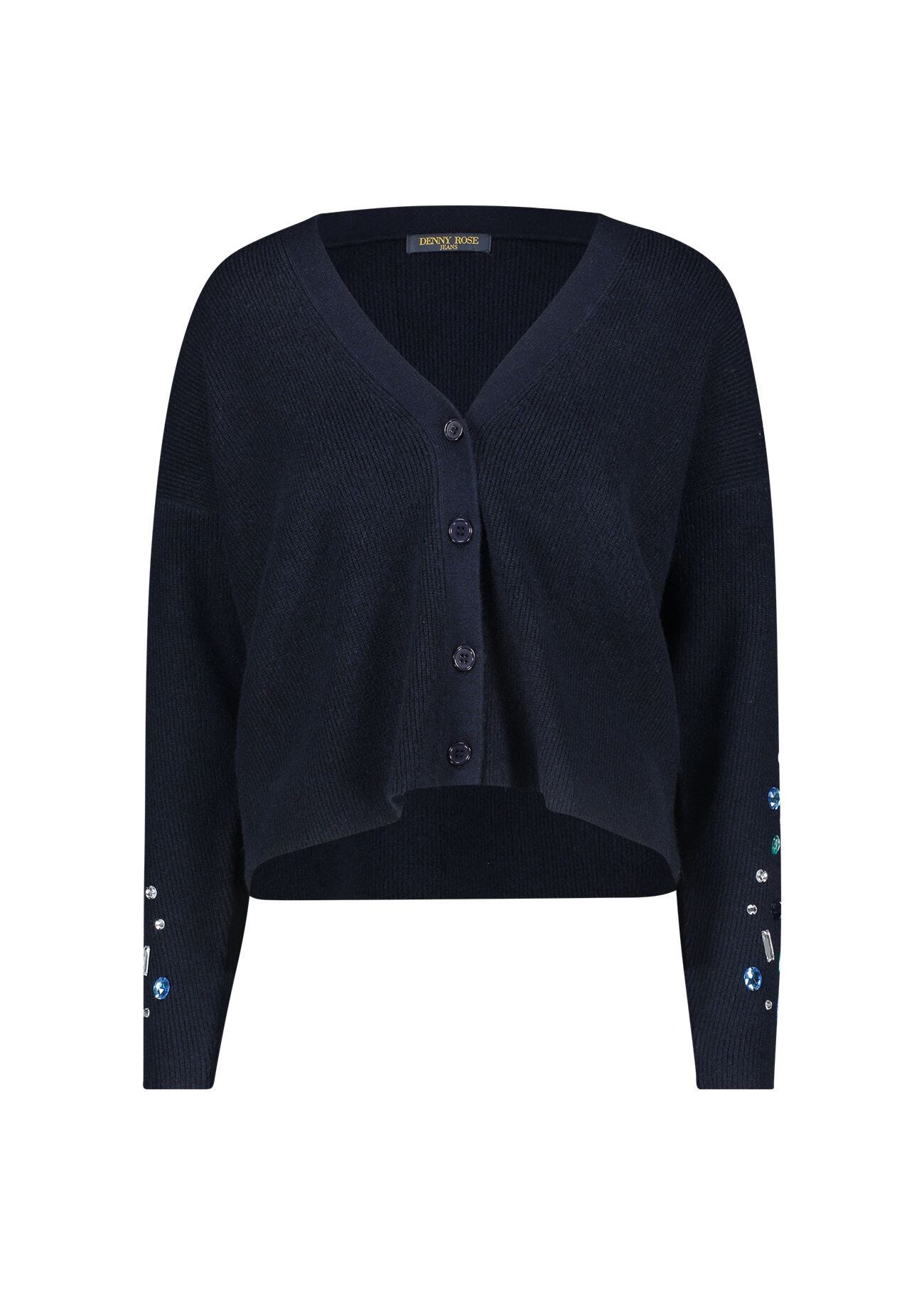Cardigan a coste con strass