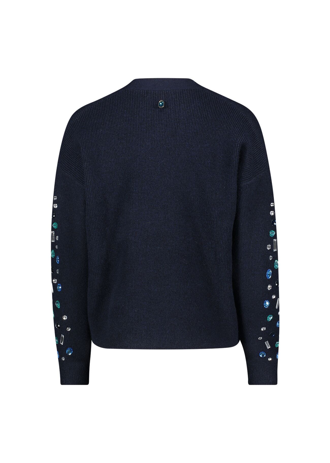 Cardigan a coste con strass
