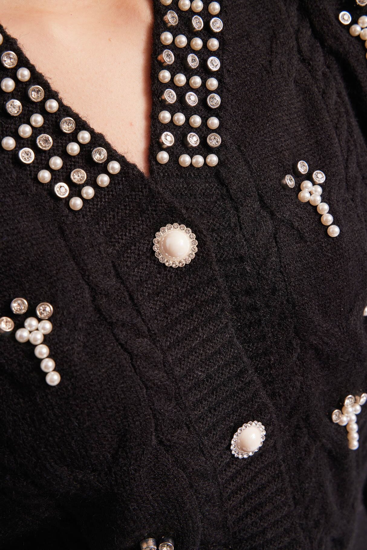Cardigan in maglia con strass