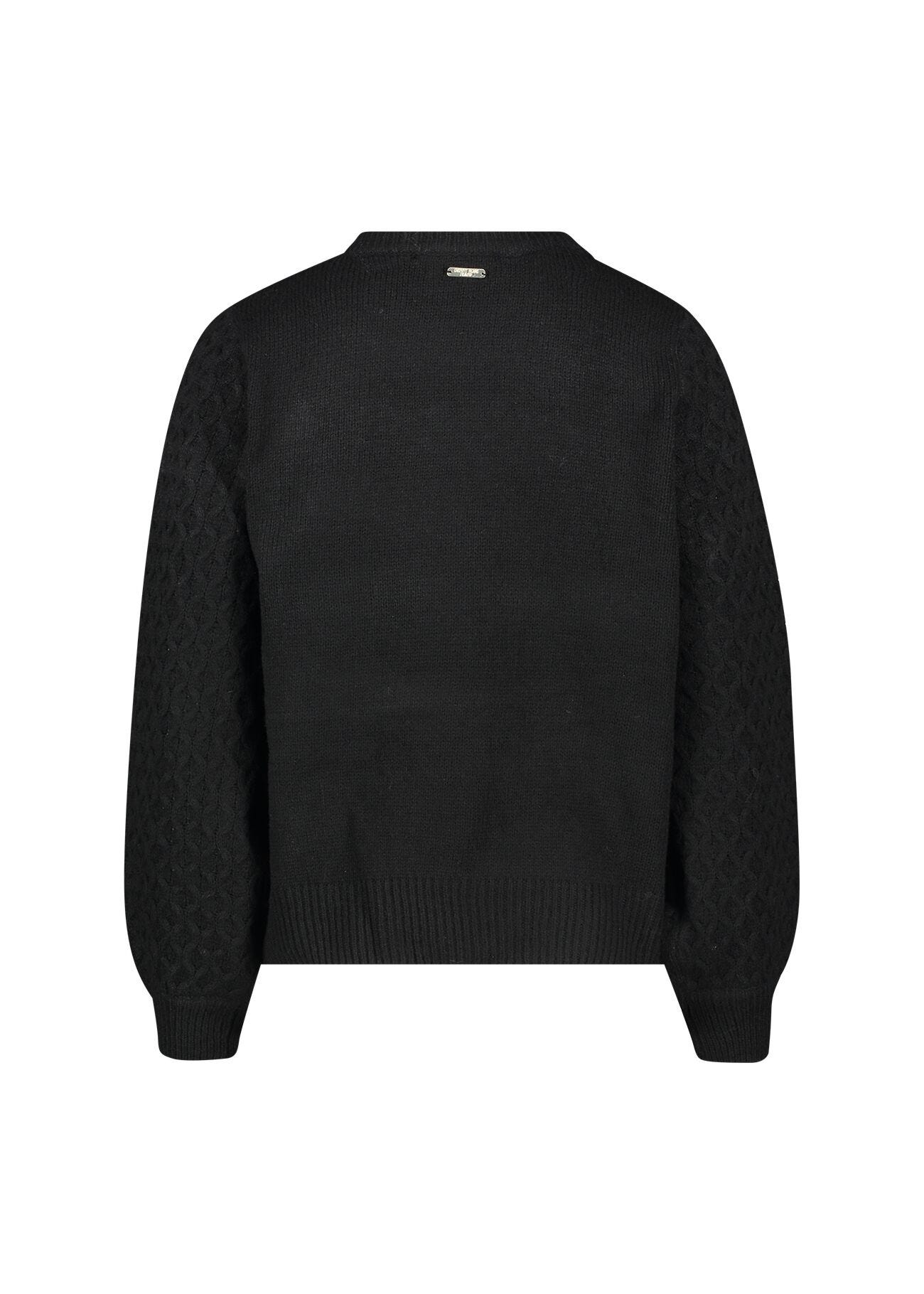 Black knitted jumper with rhinestones
