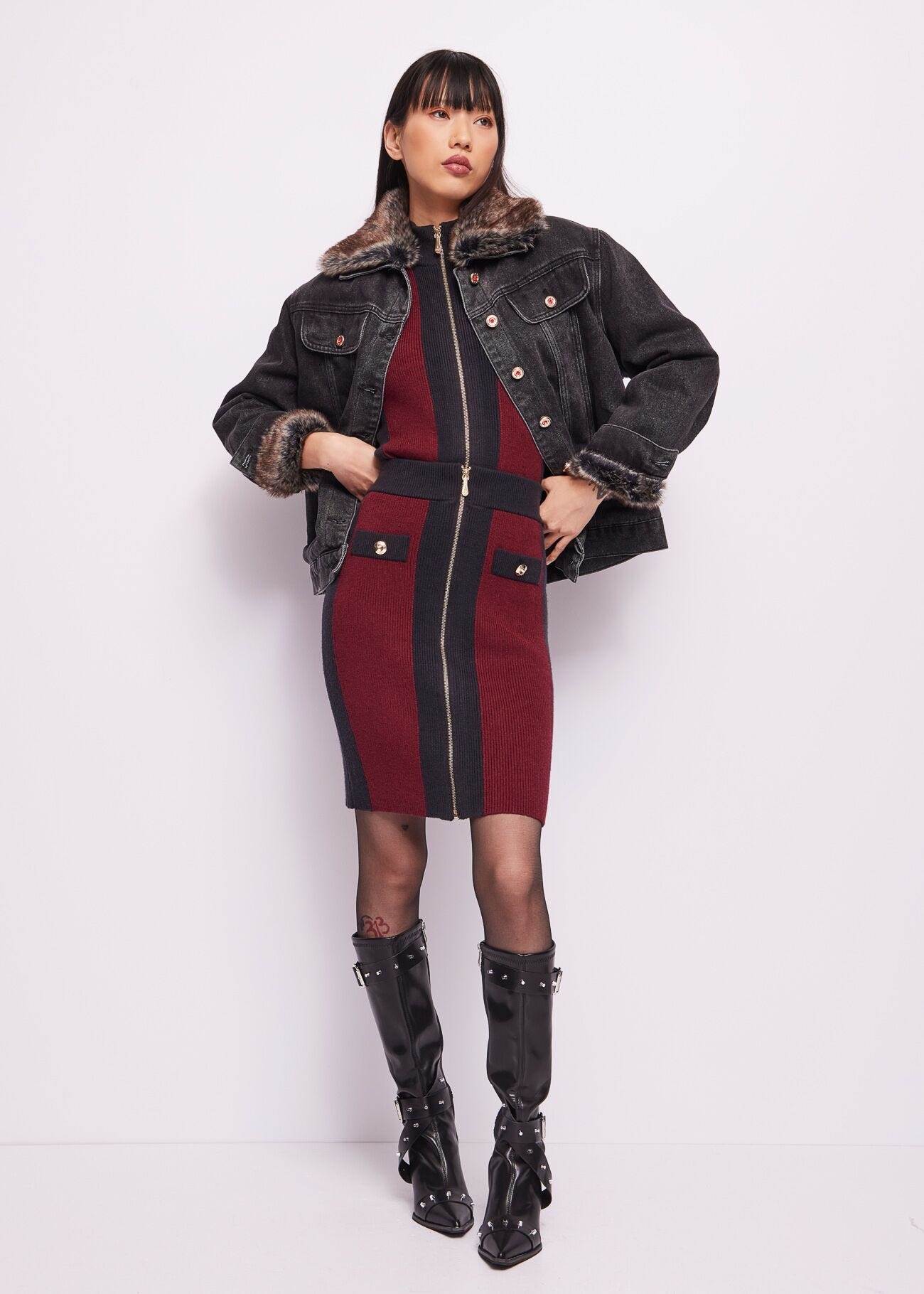 Gonna in maglia con zip