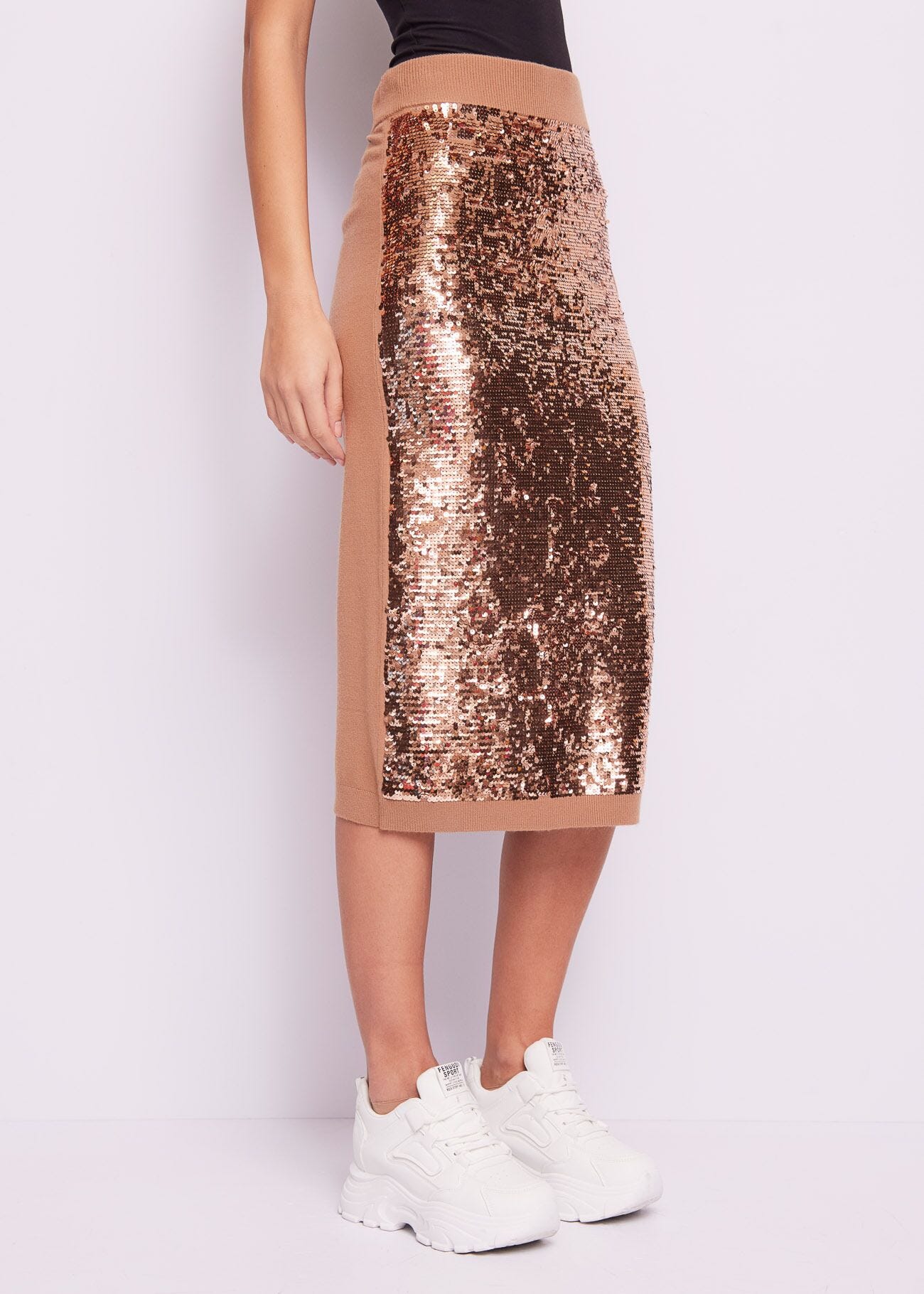 Gonna in maglia con paillettes