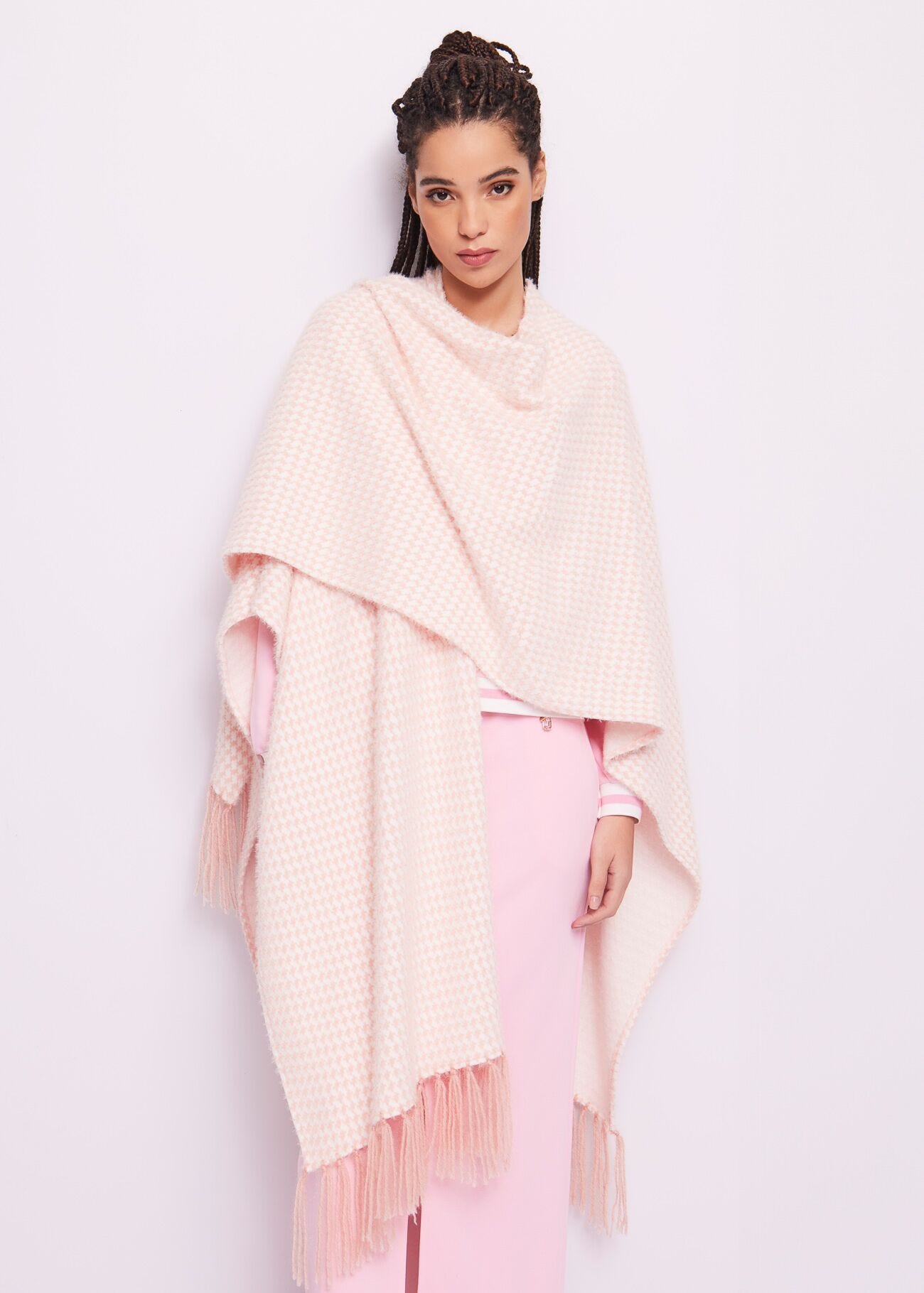 Poncho de punto de jacquard