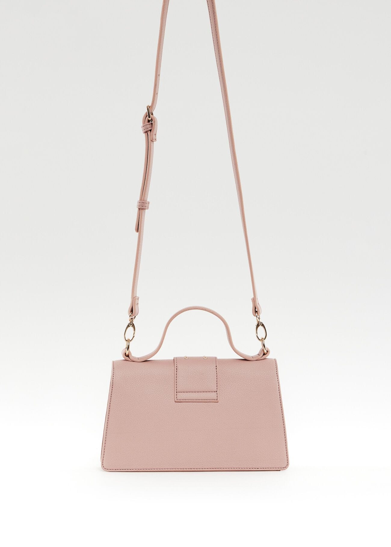 Borsa a mano rosa con borchie