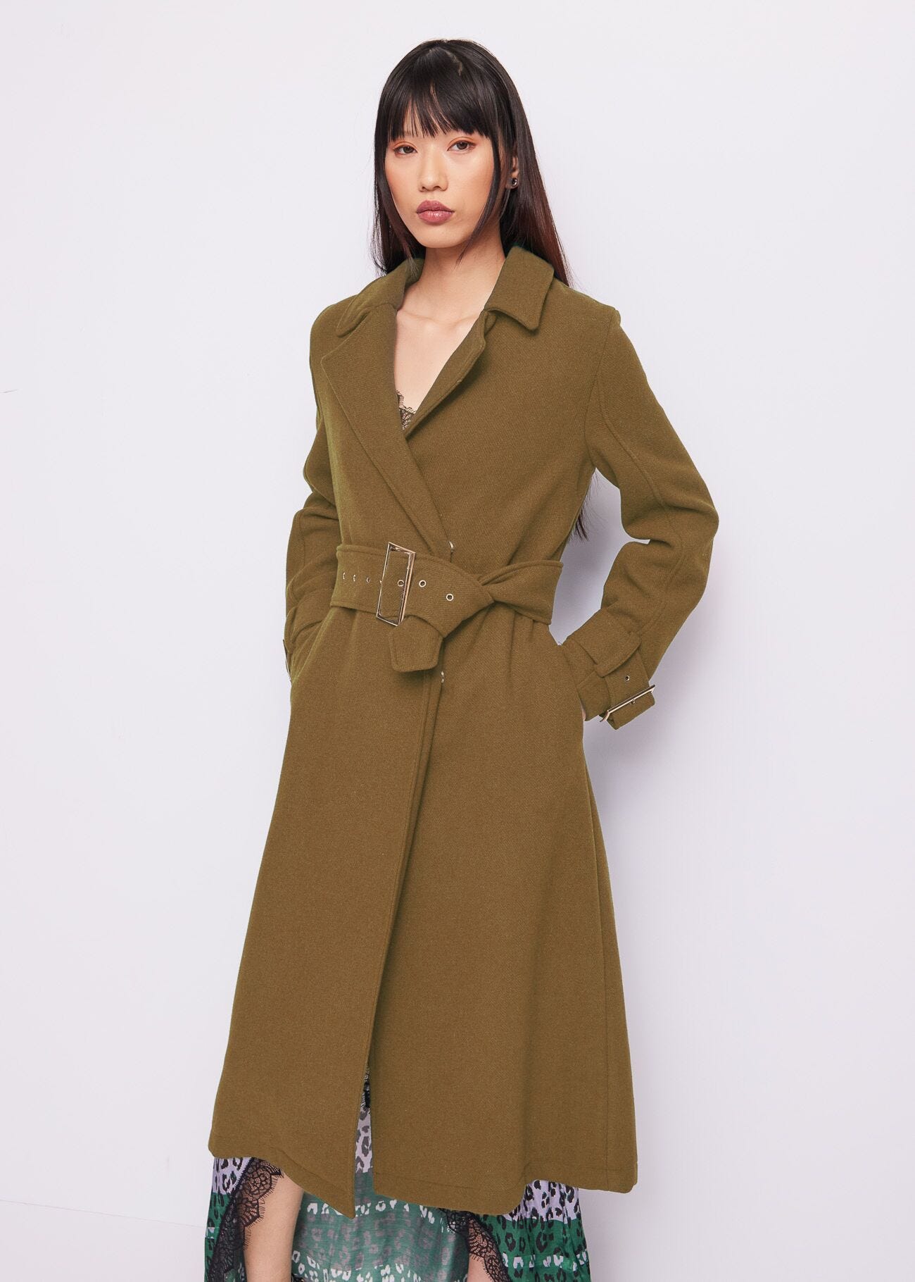 Beige wool blend coat