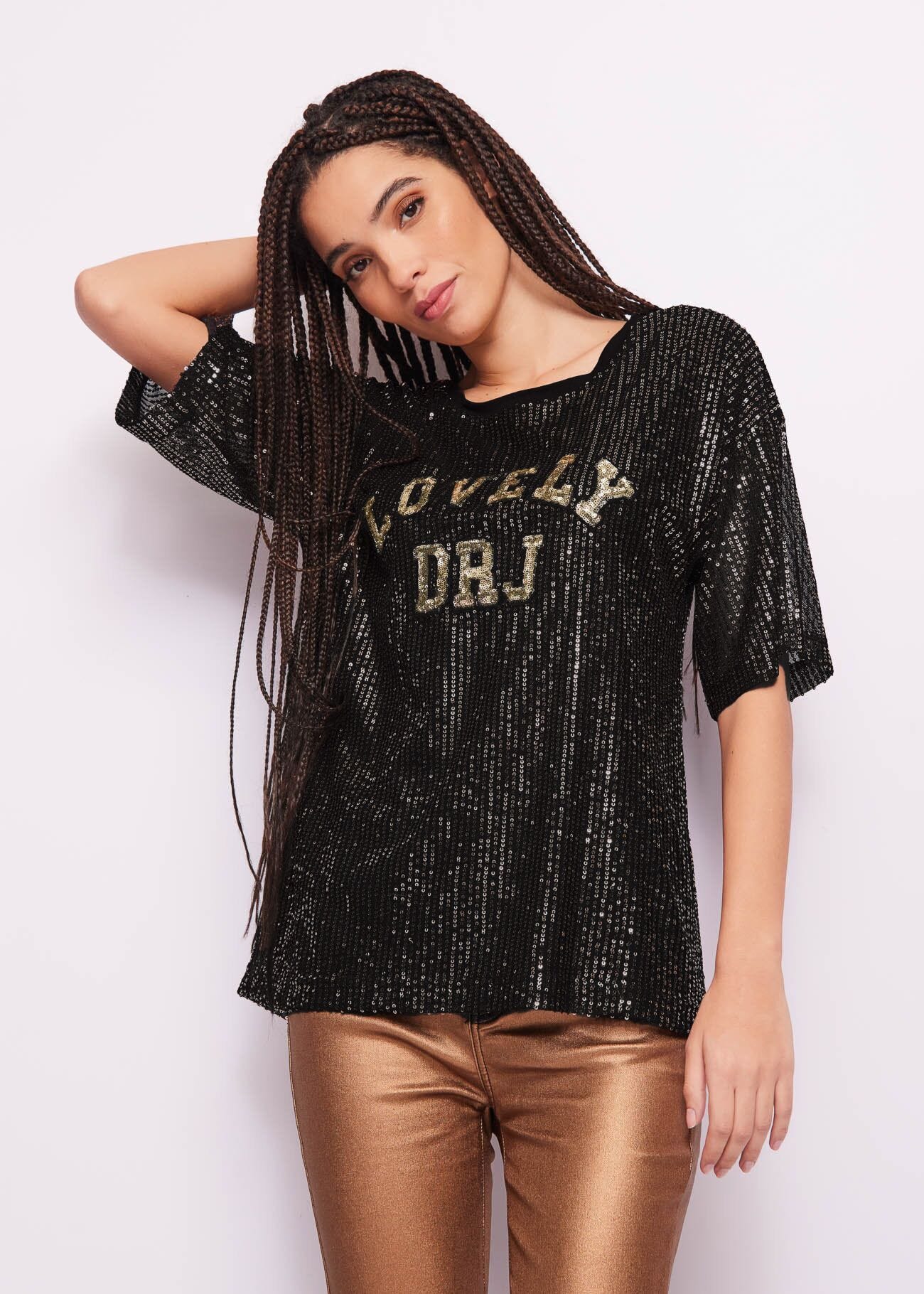 Tulle t-shirt with sequins