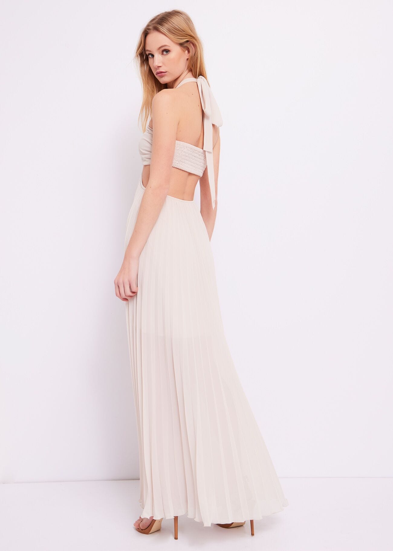Vestido plisado de georgette