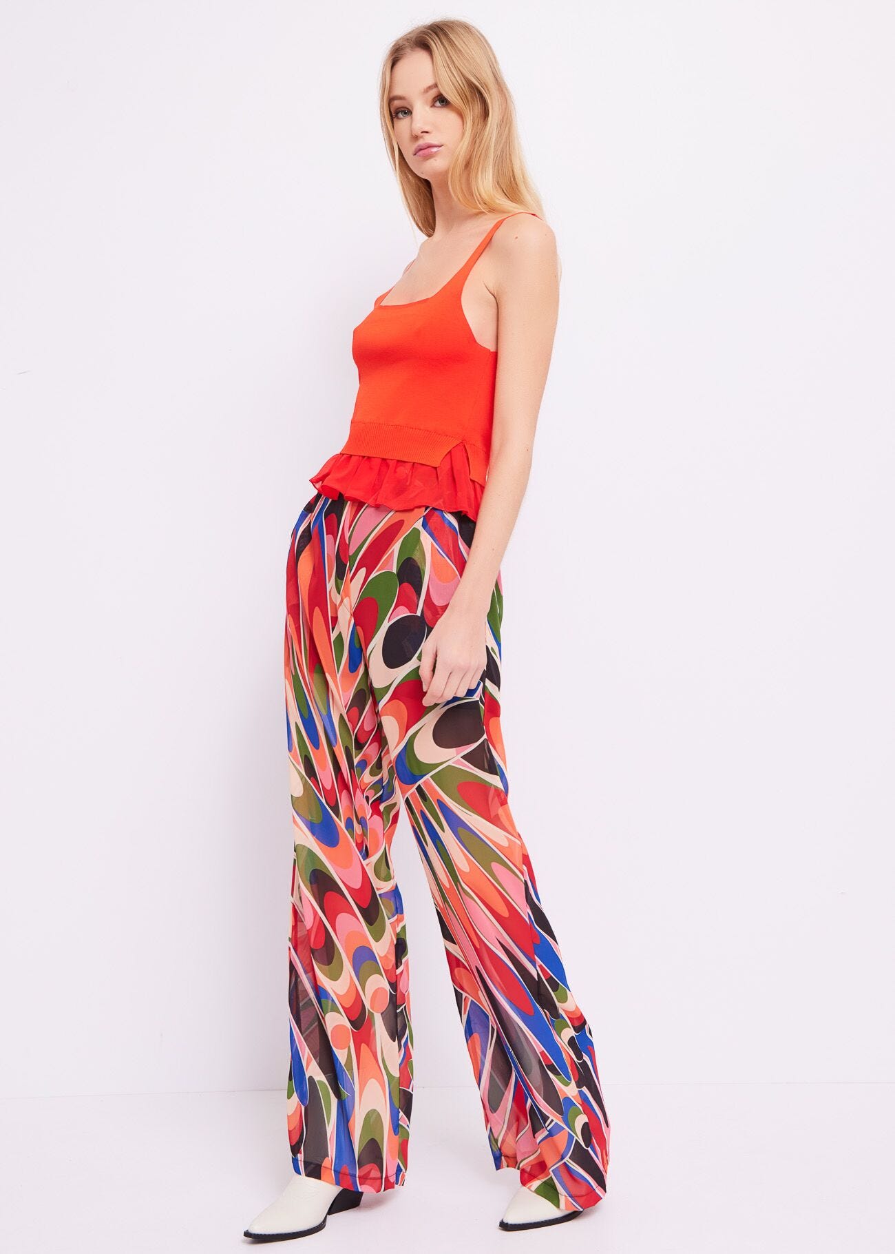 Printed georgette trousers