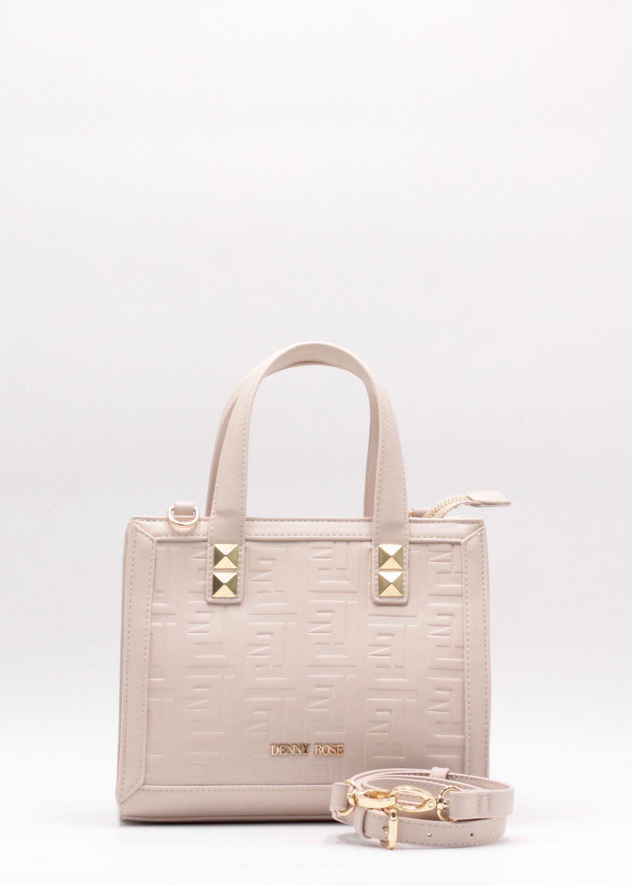 Bolso con asa superior de piel sintética estampada