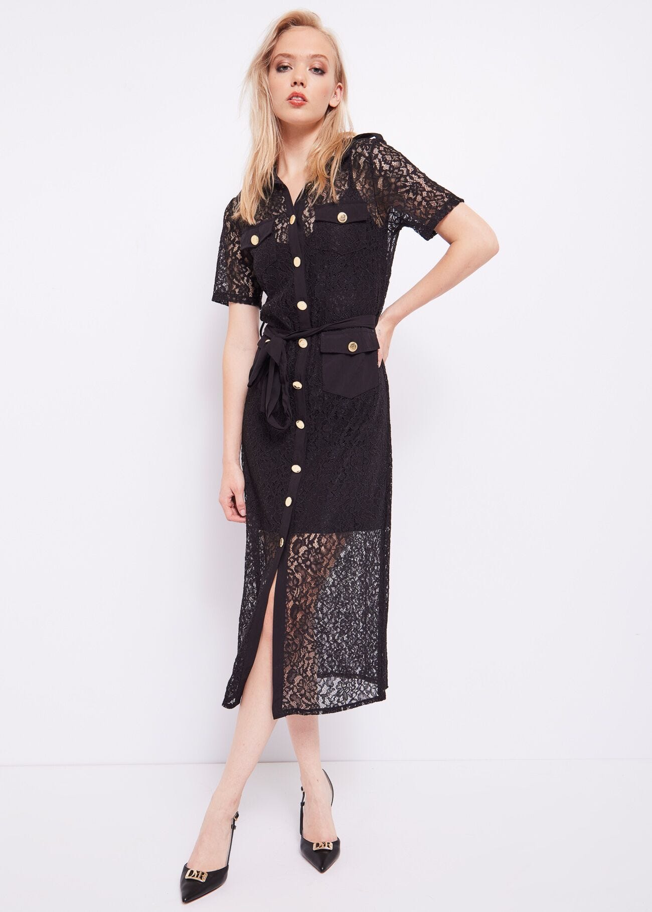 Lace shirt dress