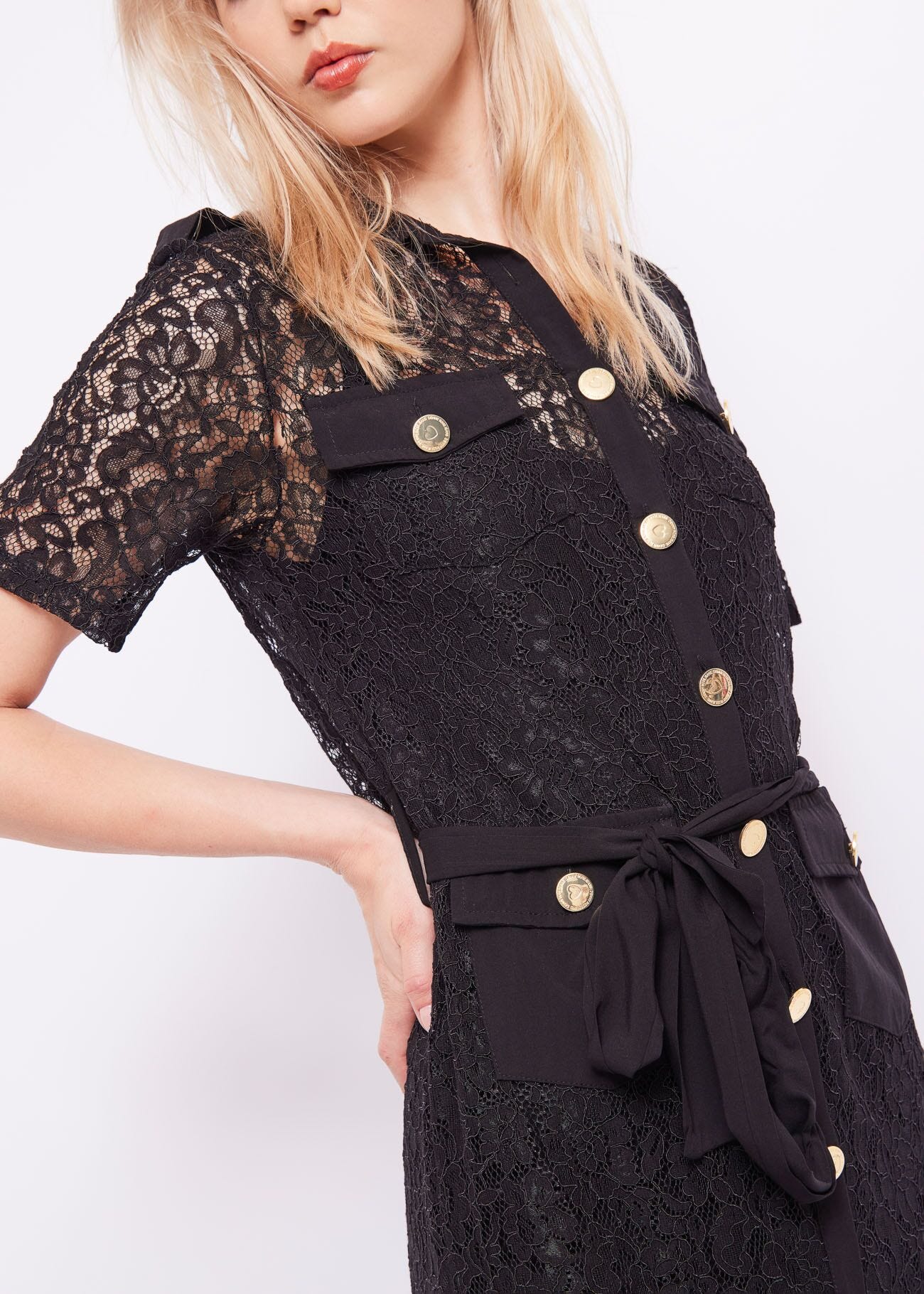 Lace shirt dress