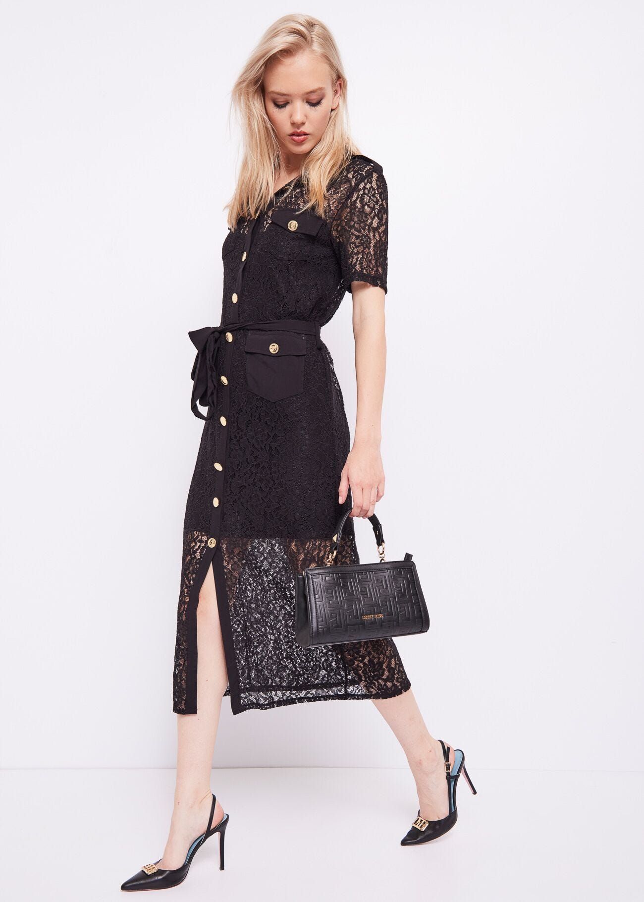 Lace shirt dress