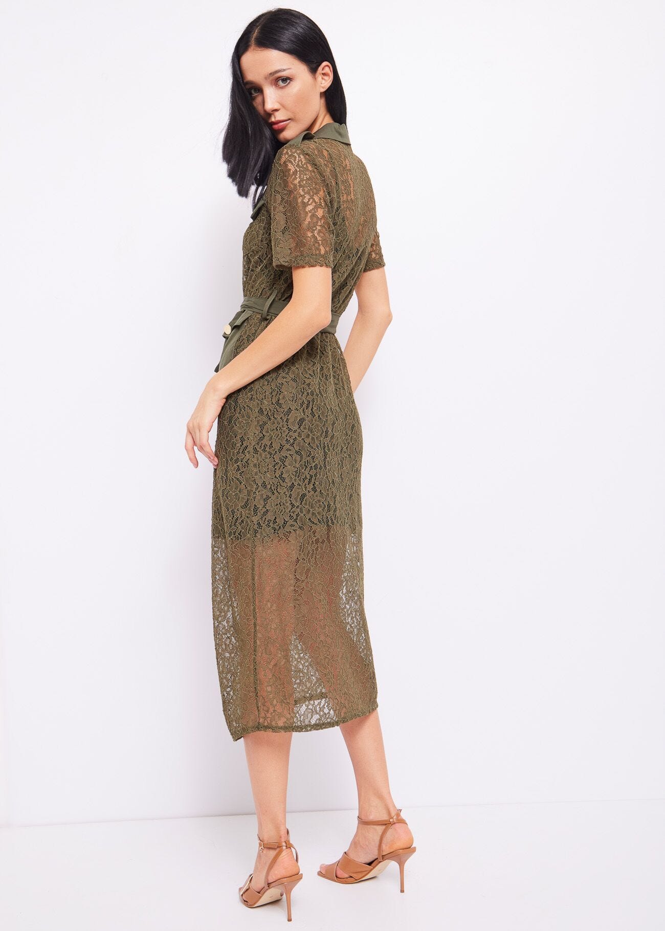 Lace shirt dress