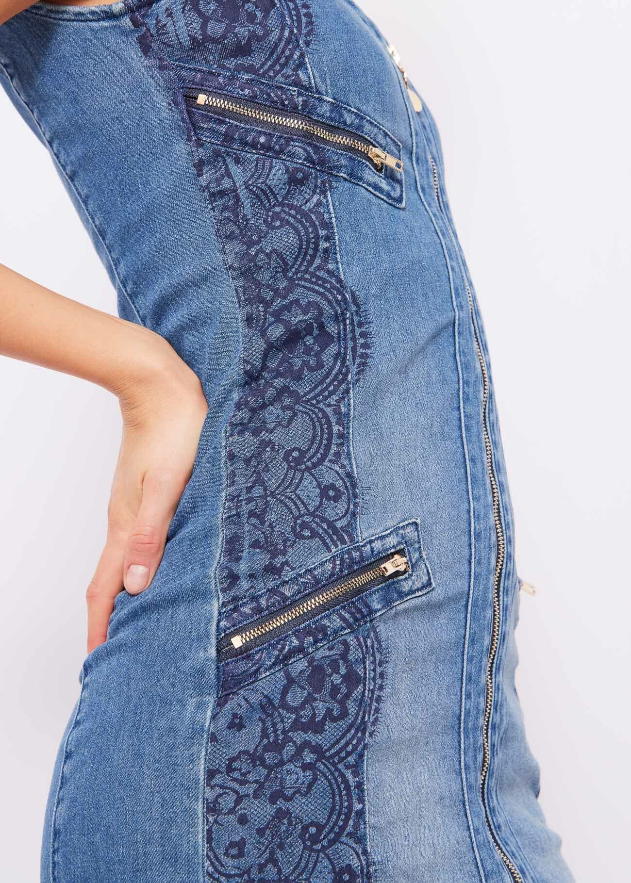Vestito in denim con stampa