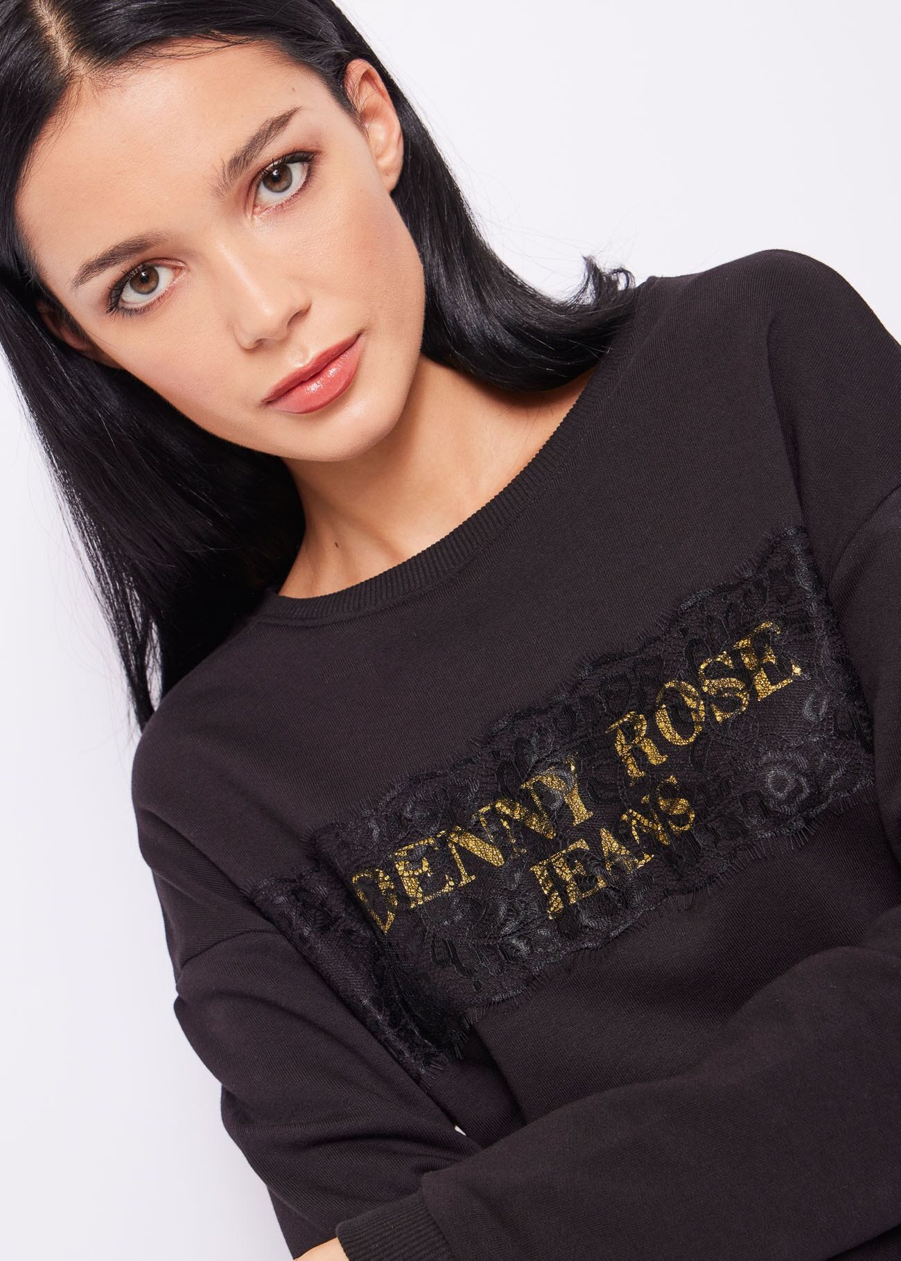 Sweatshirt with logo and lace detail