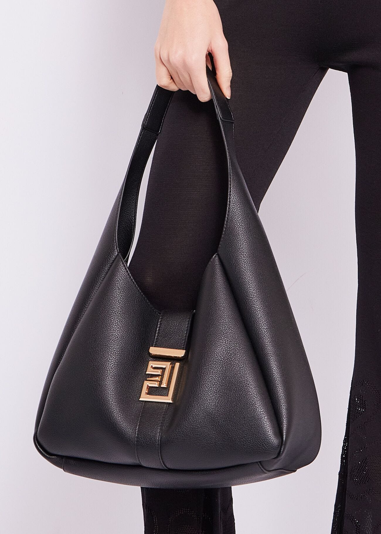 Faux-leather hobo bag