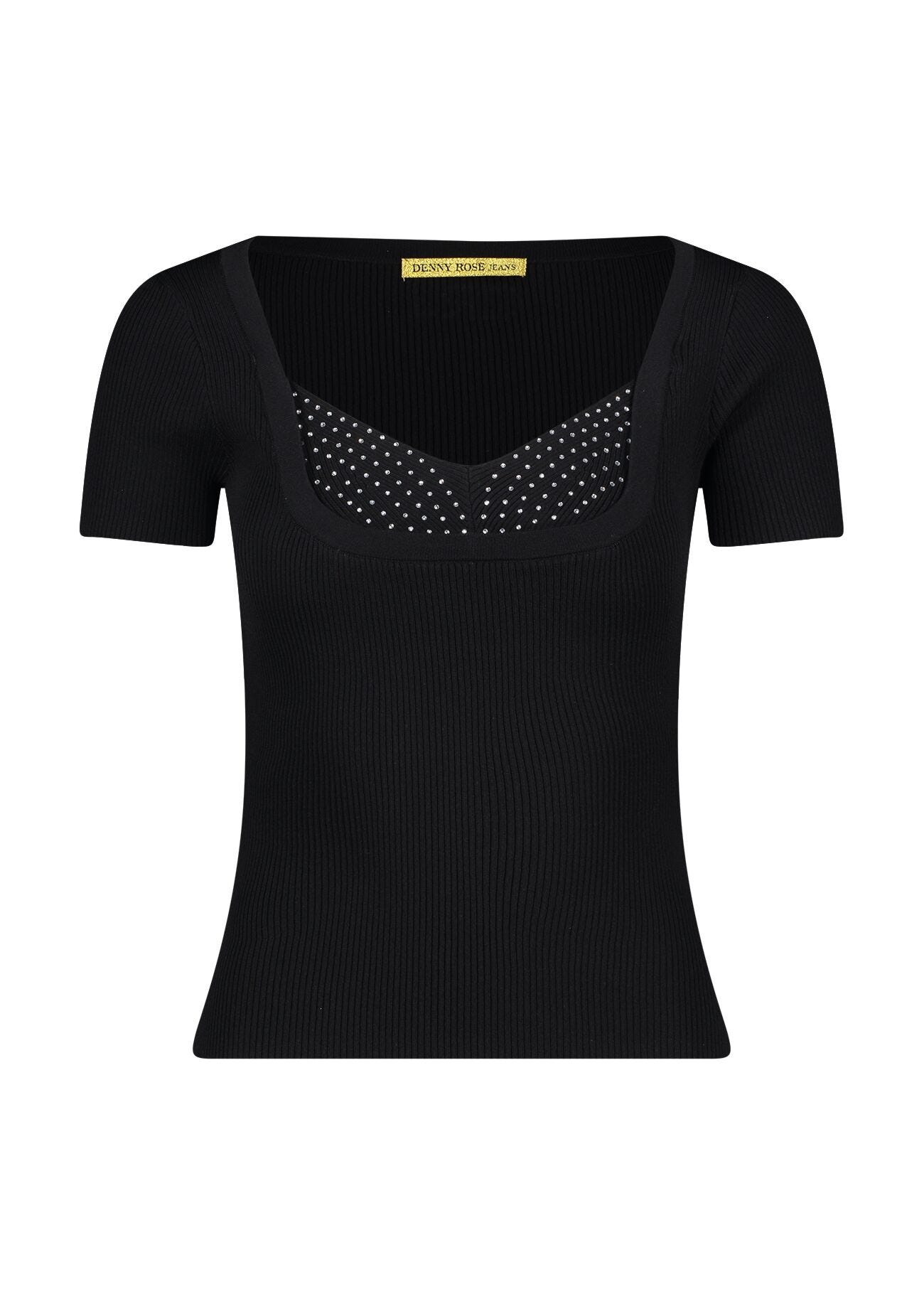 Top in filato con strass