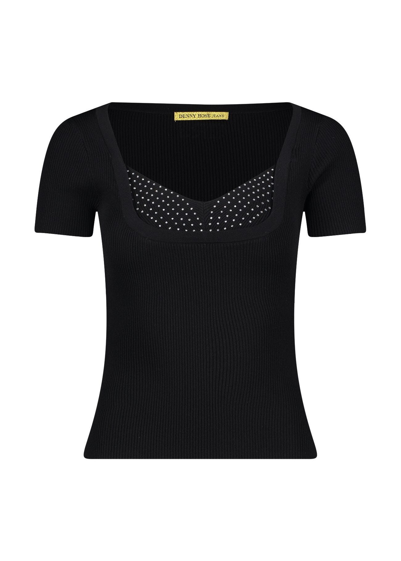 Top in filato con strass