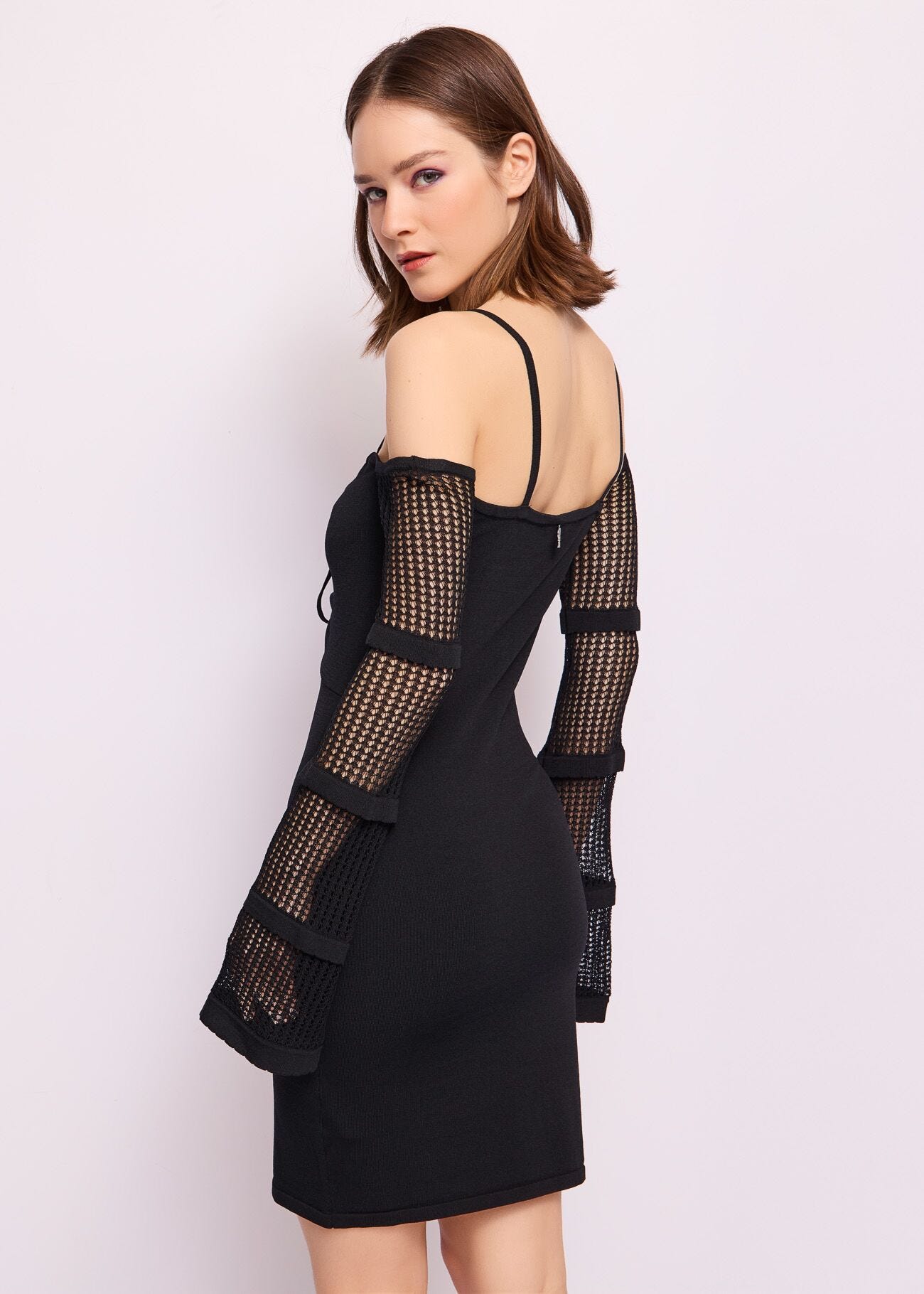 Mini abito nero in maglia