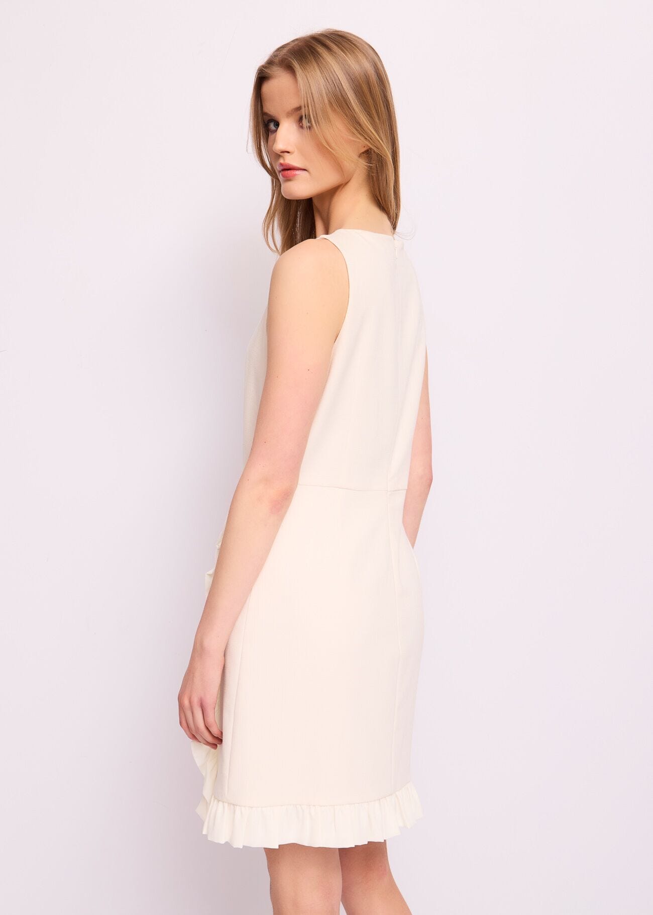White mini dress with buttons