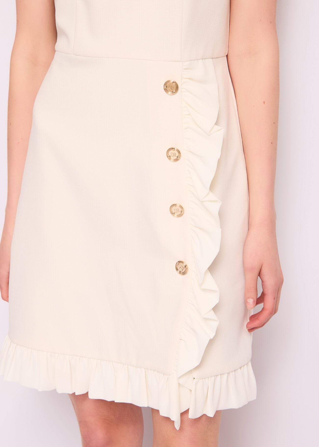 White mini dress with buttons