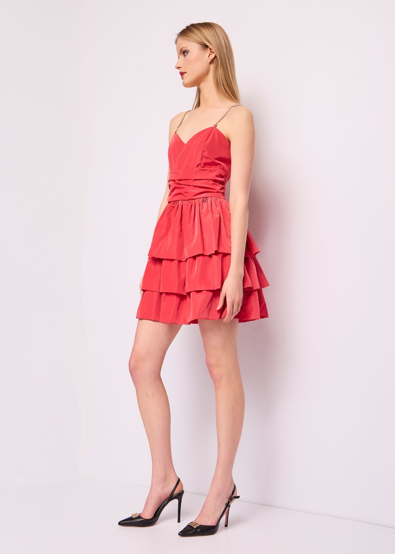 Red taffeta mini dress