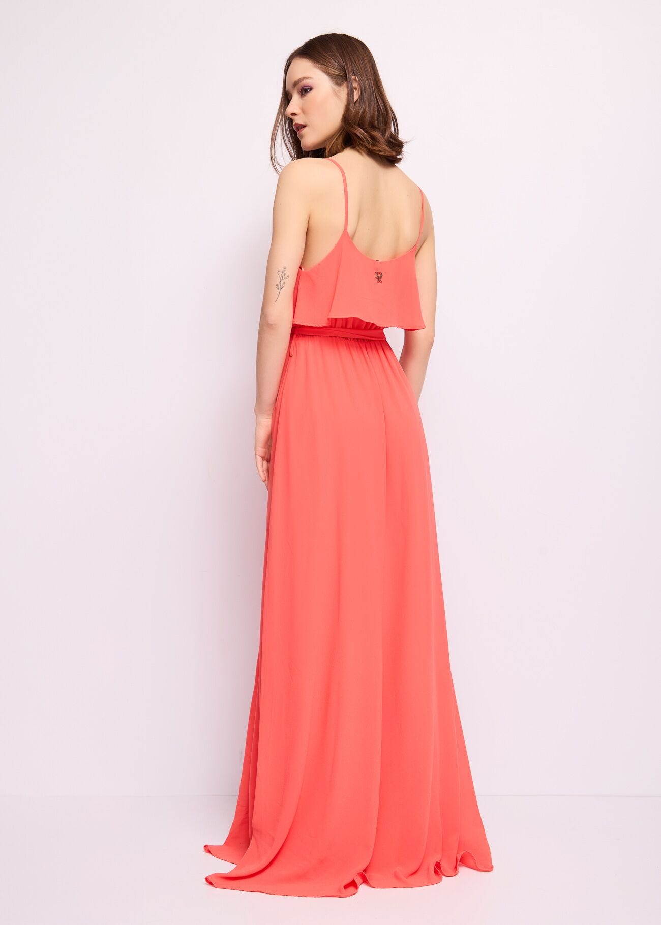 Abito lungo rosso in georgette