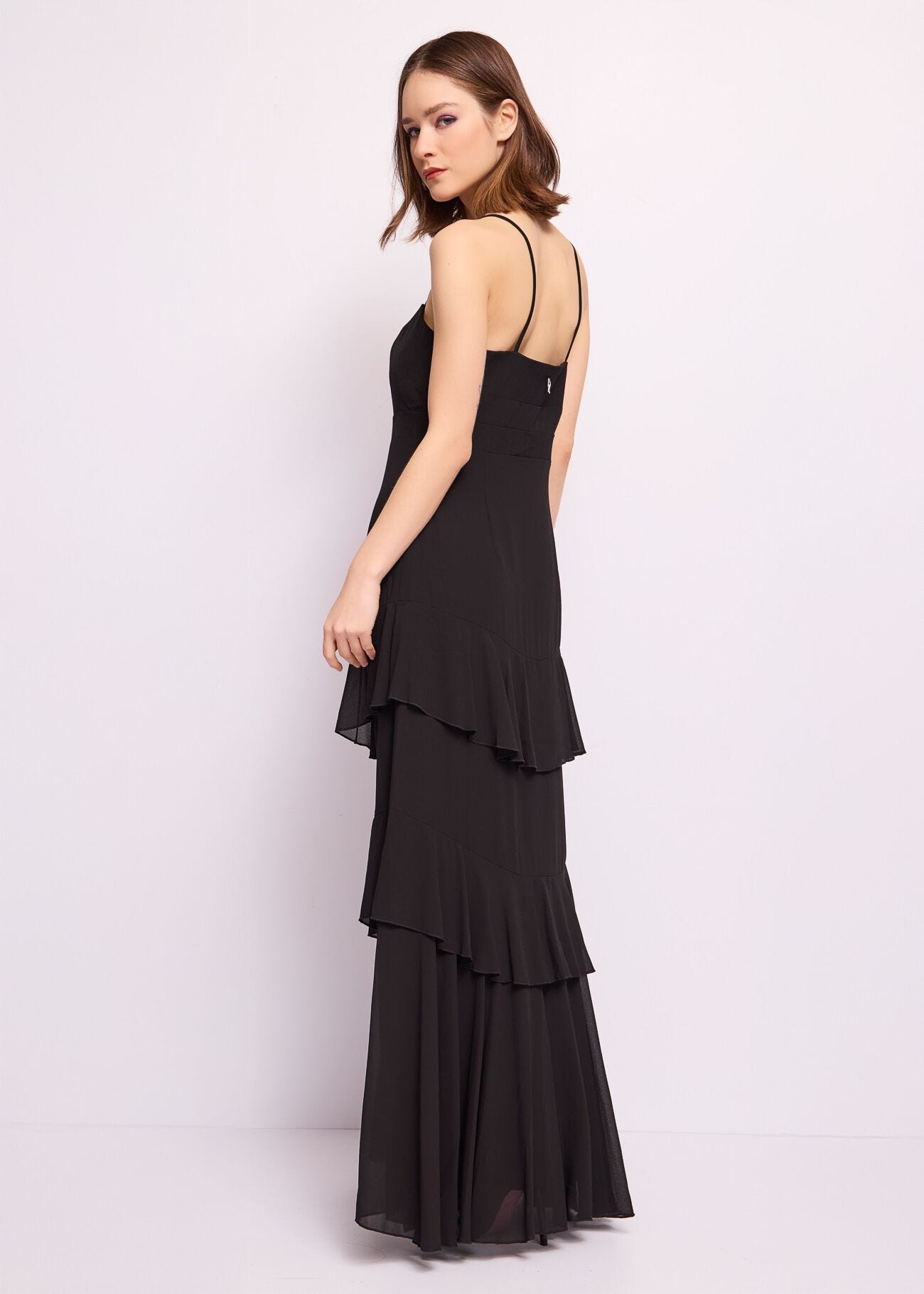 Abito lungo nero in georgette