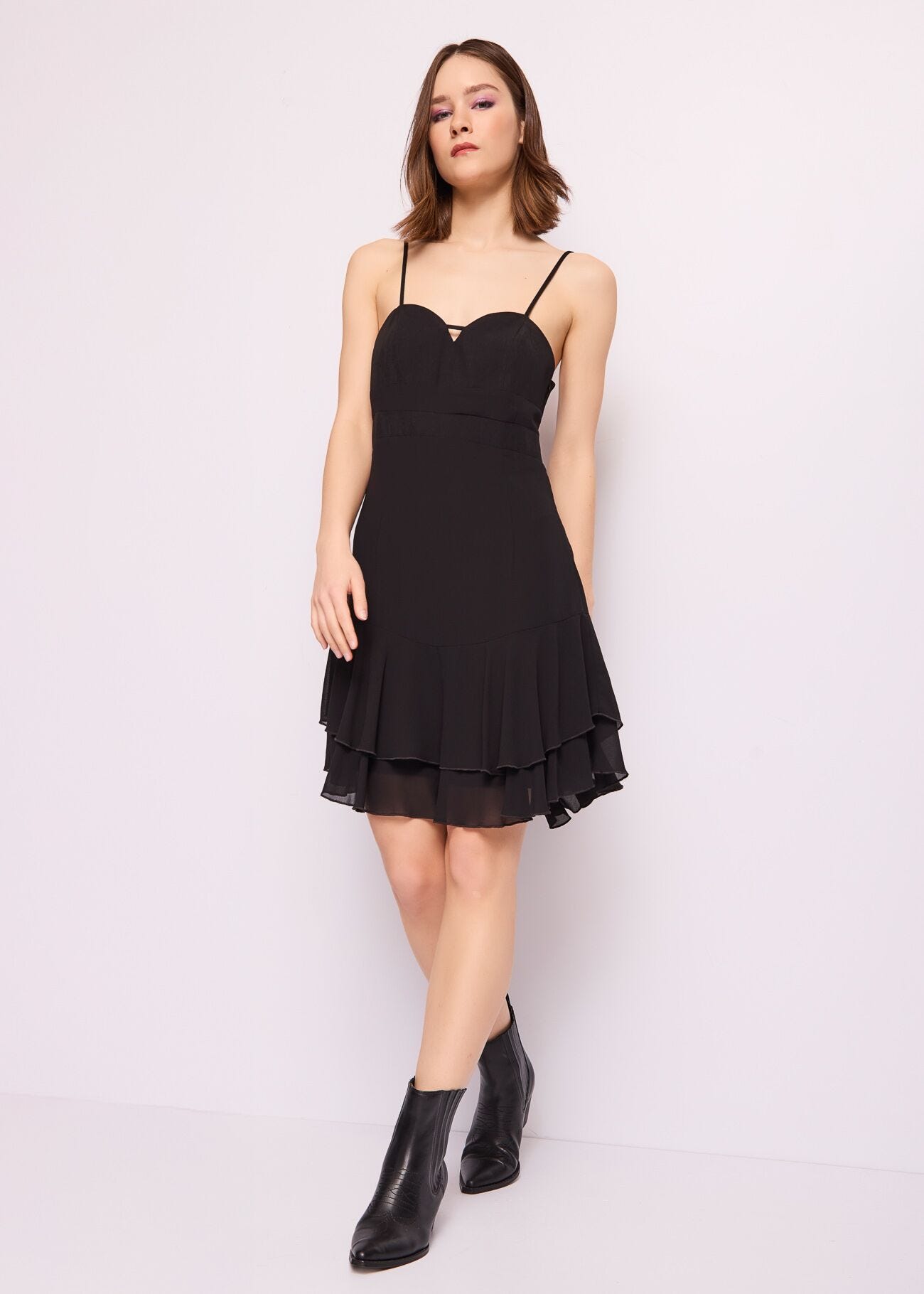 Minivestido negro de georgette
