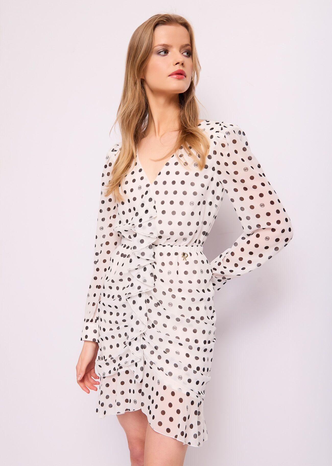 Mini abito in georgette a pois