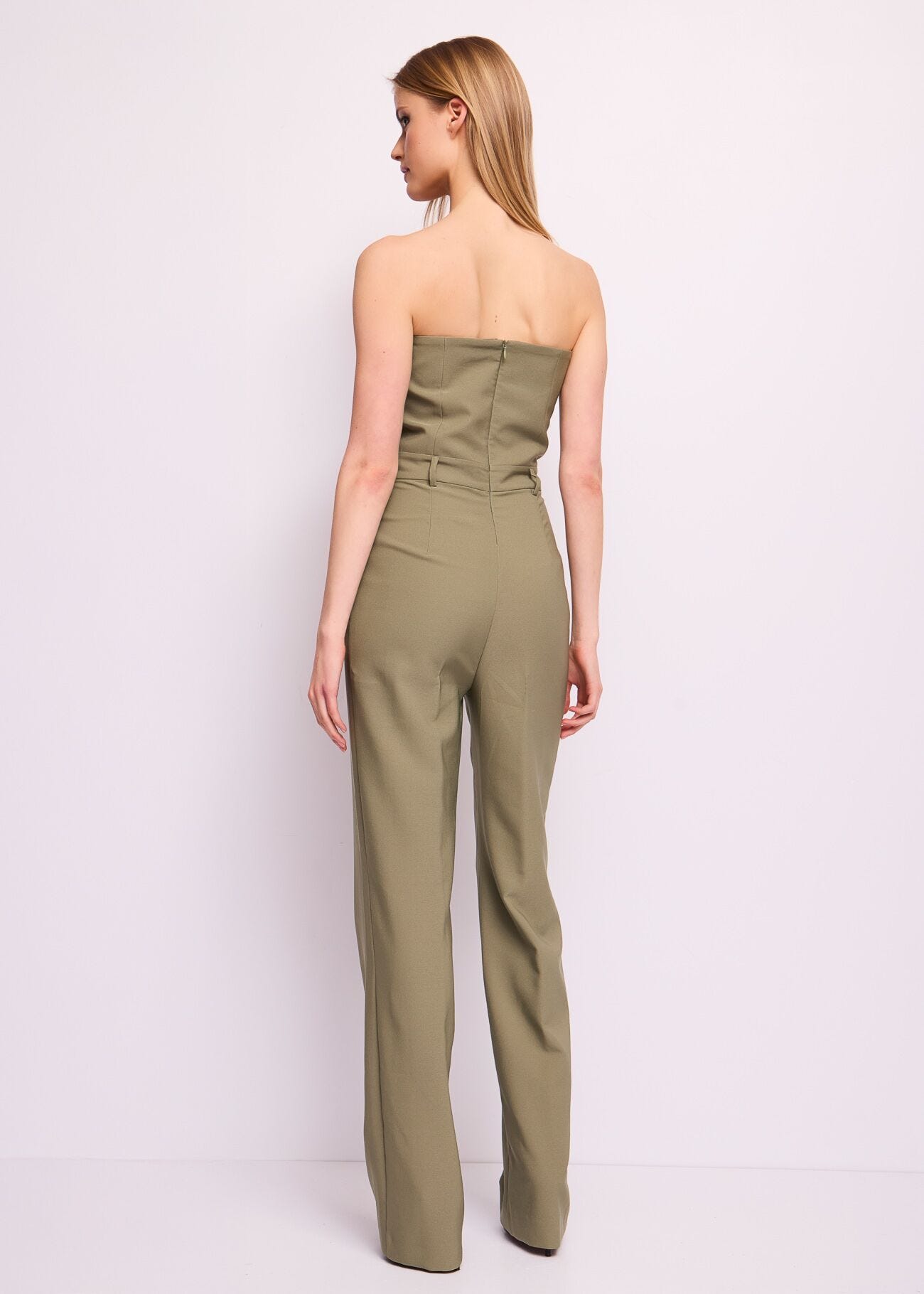 Green jumpsuit with buttons