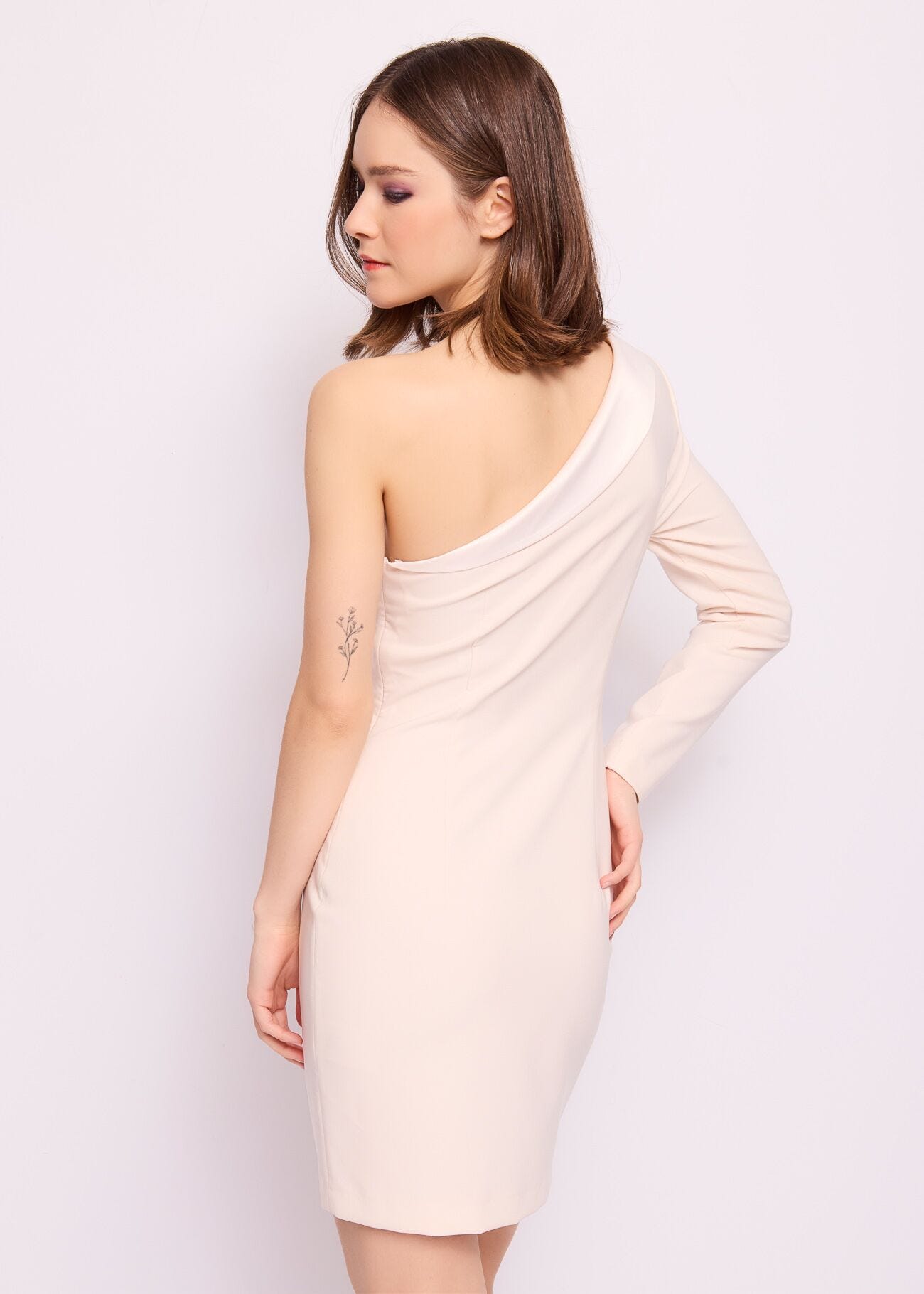 White mini dress with buttons