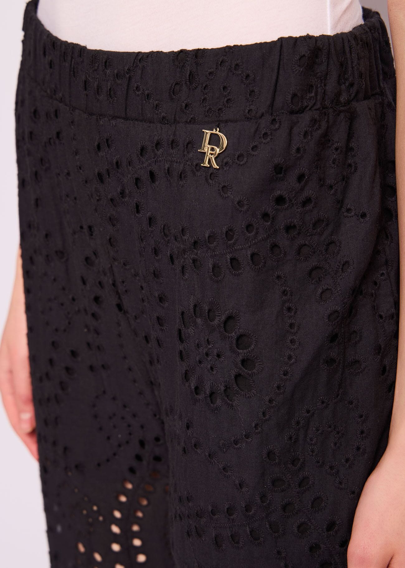 Pantaloni neri in cotone Sangallo