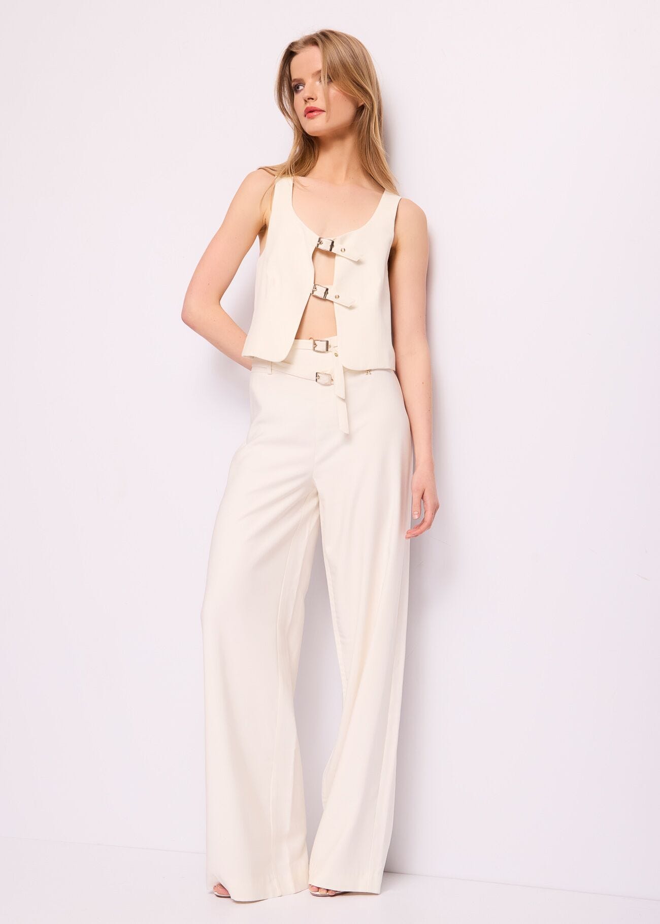 White gabardine trousers