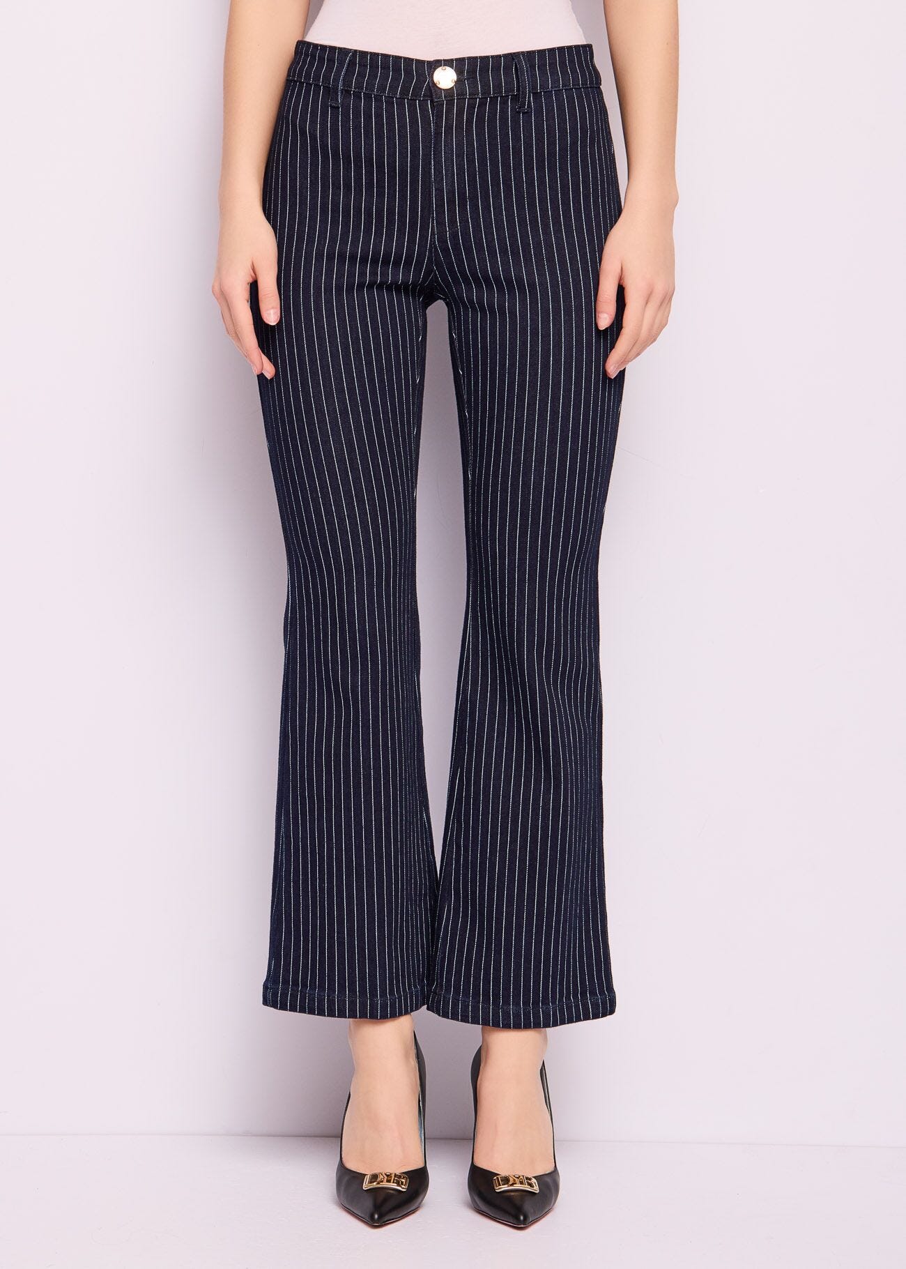 Jeans in cotone gessato