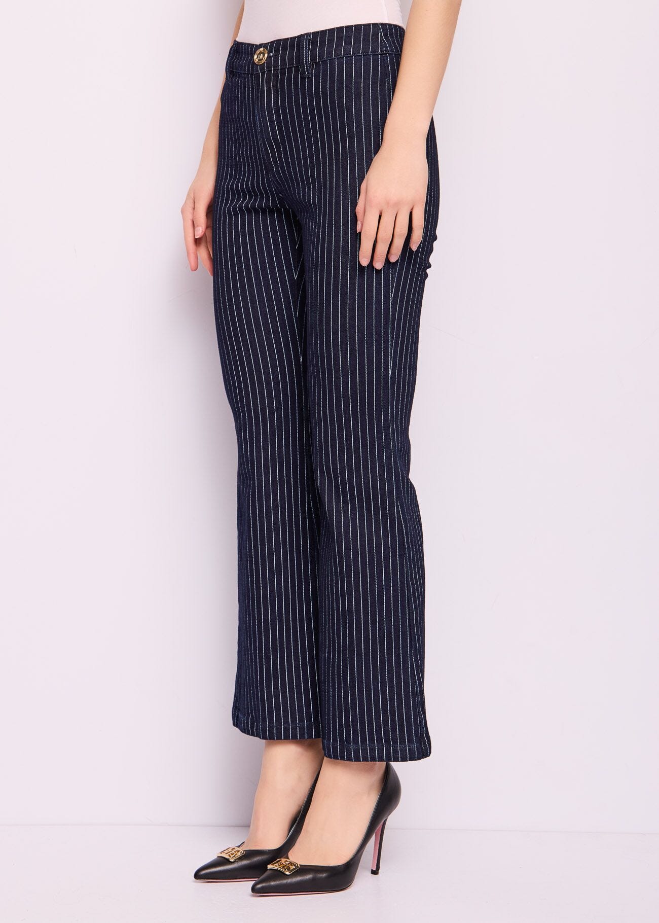 Jeans in cotone gessato