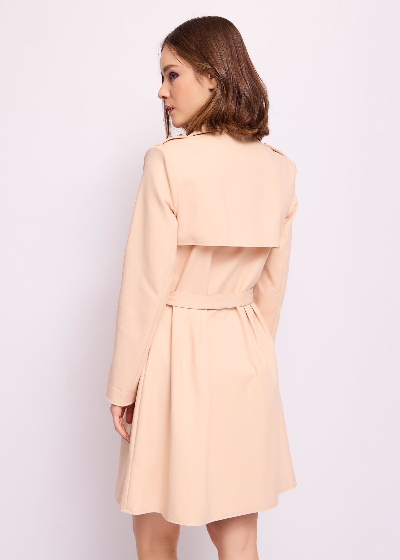 Trench beige doppiopetto in cotone