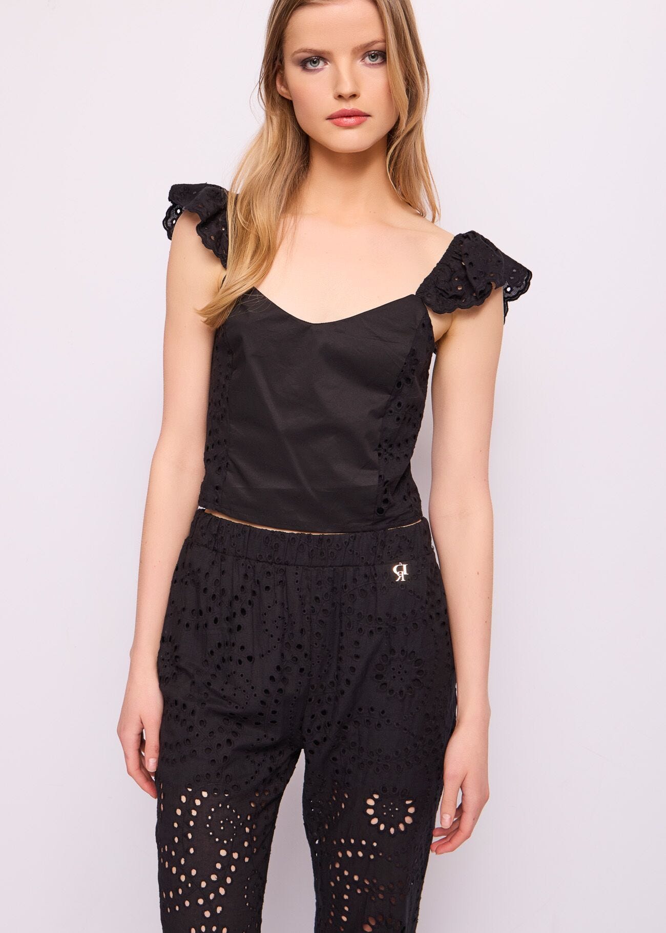 Top nero in cotone