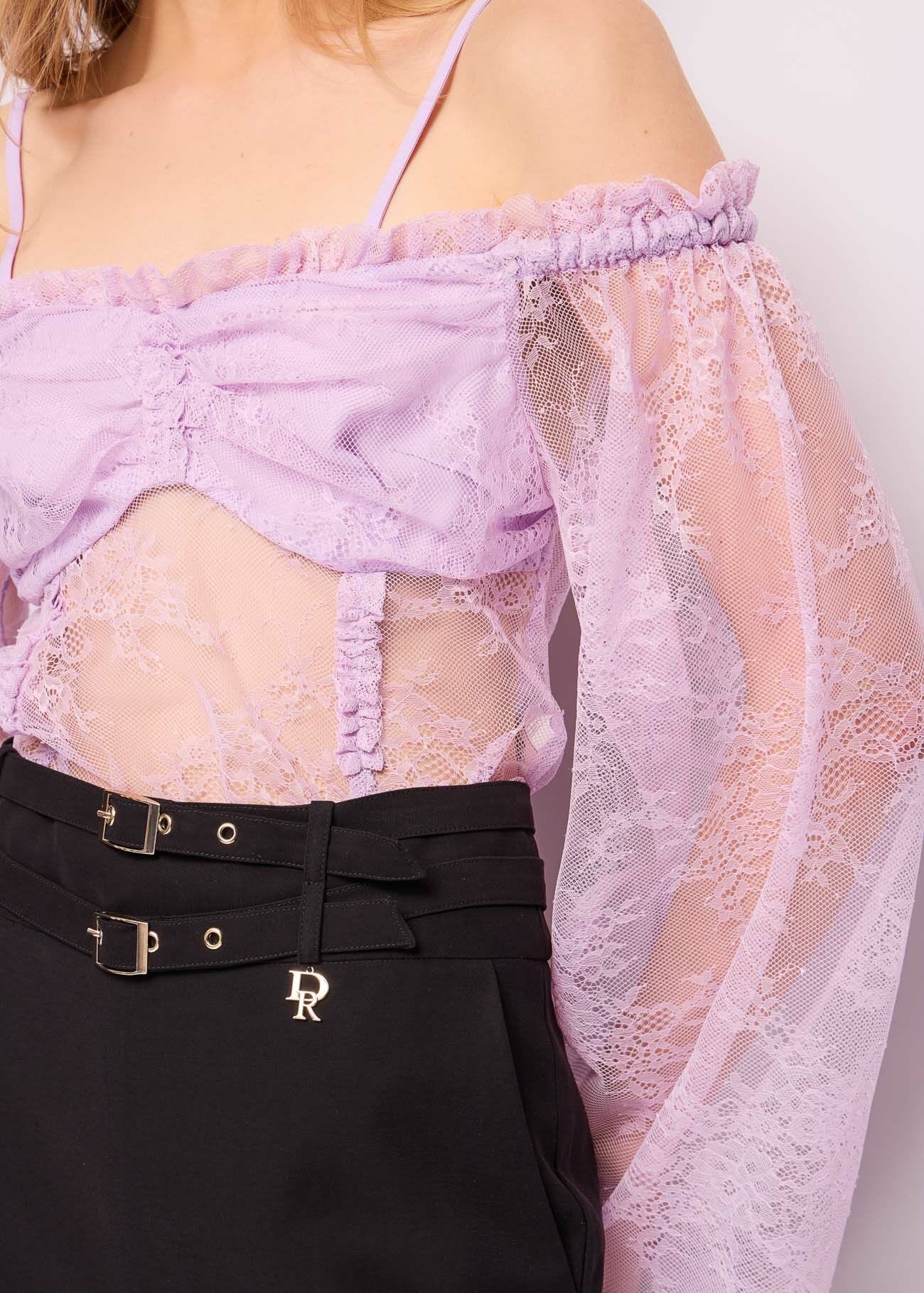 Blusa lilla in pizzo
