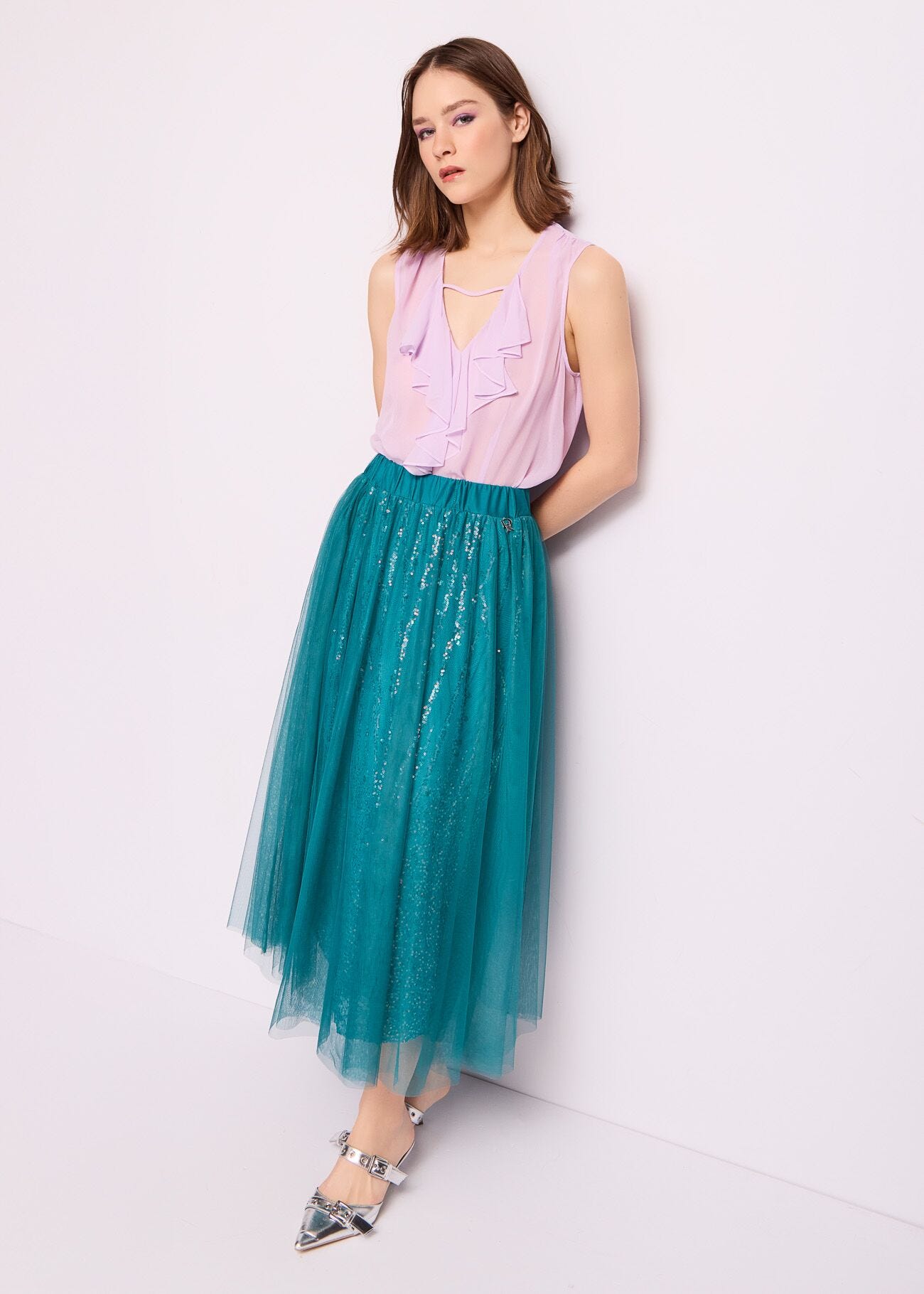 Top lilla in georgette