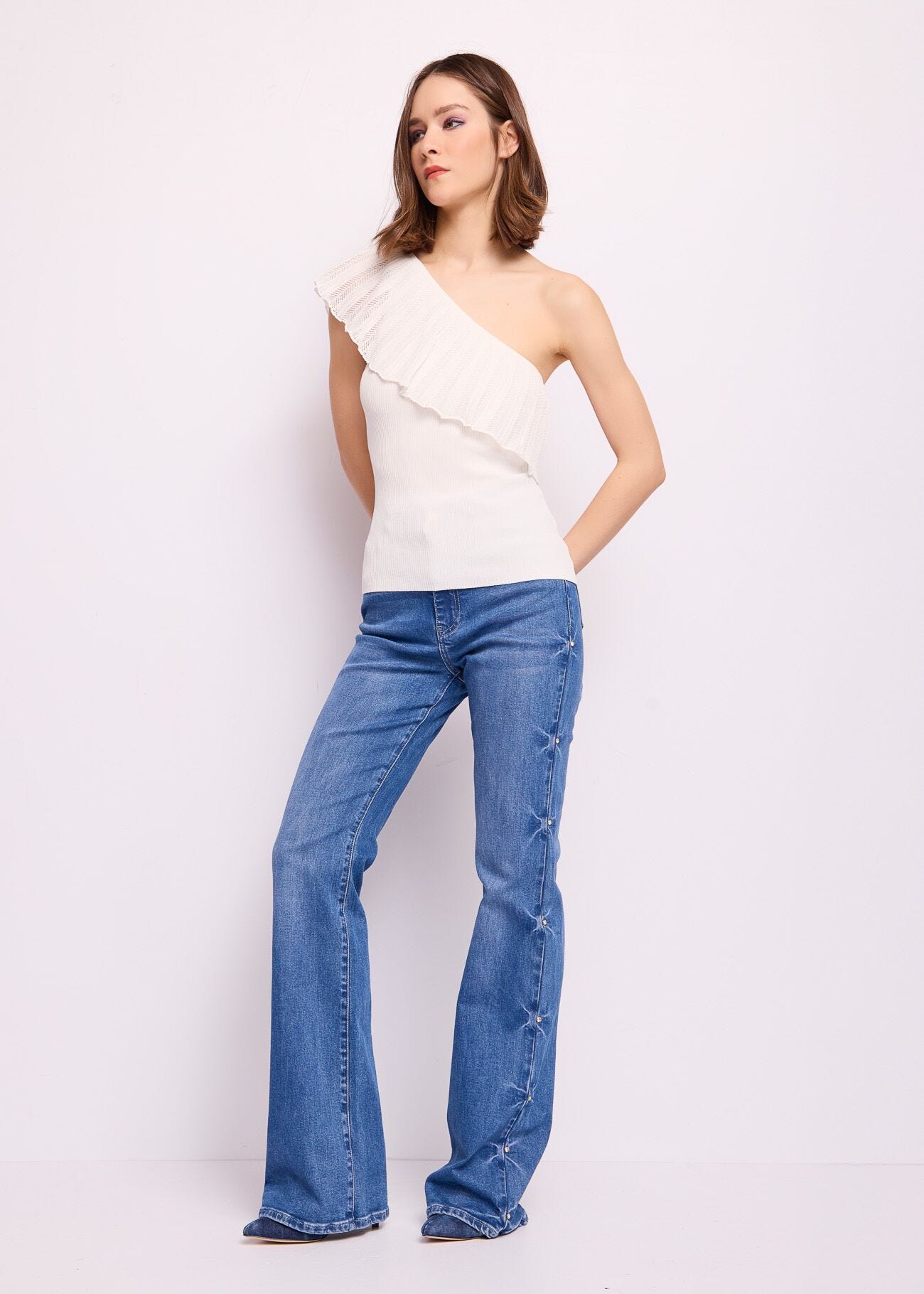 Top bianco in maglia