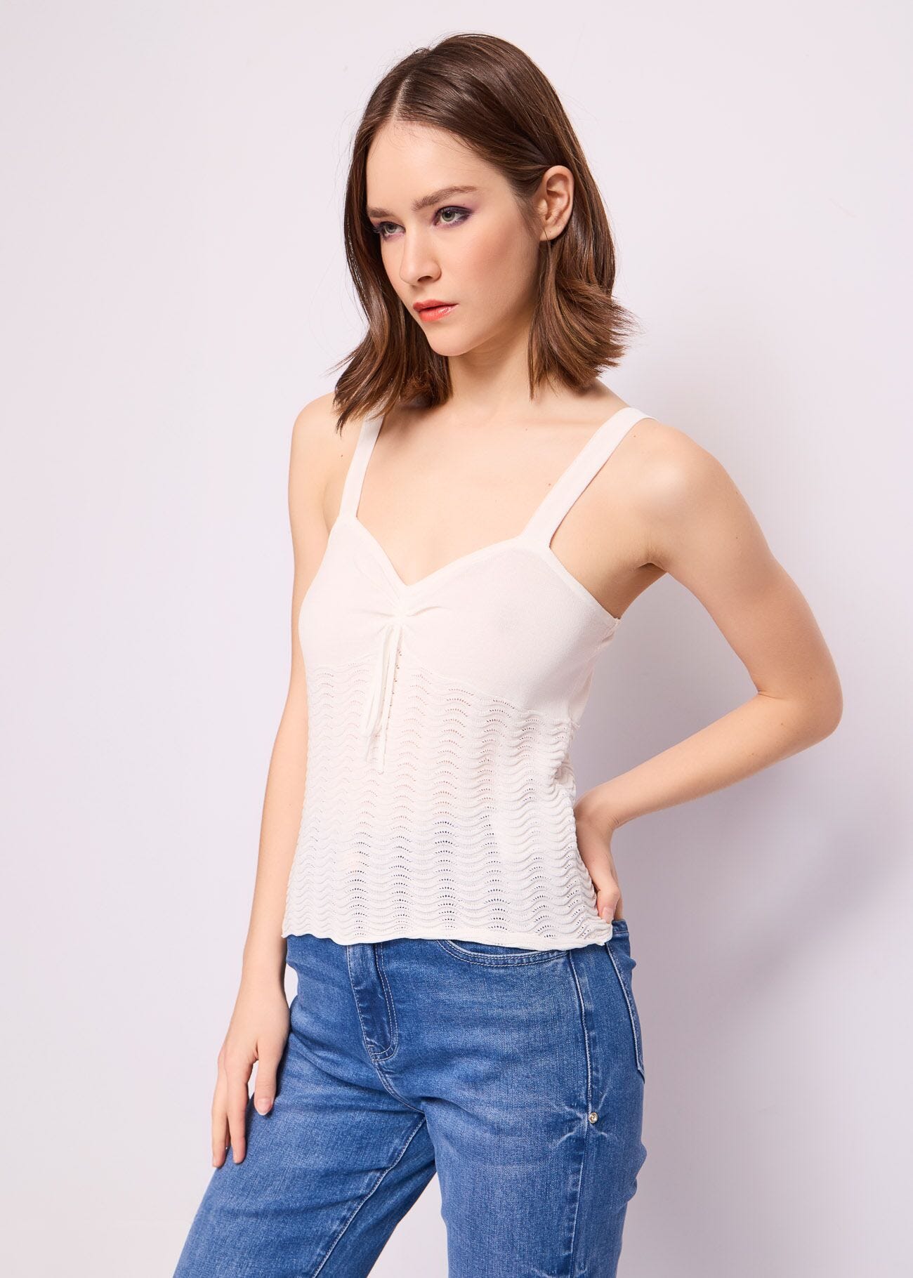 Top bianco in maglia